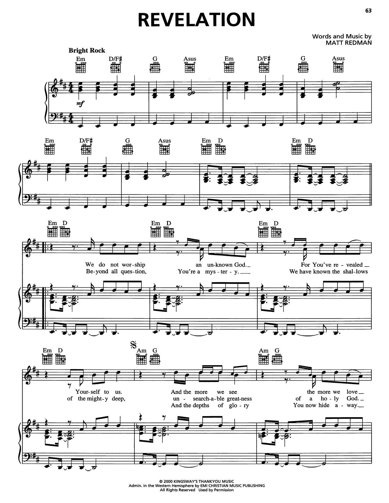 Download Matt Redman Revelation Sheet Music and learn how to play Piano, Vocal & Guitar Chords (Right-Hand Melody) PDF digital score in minutes