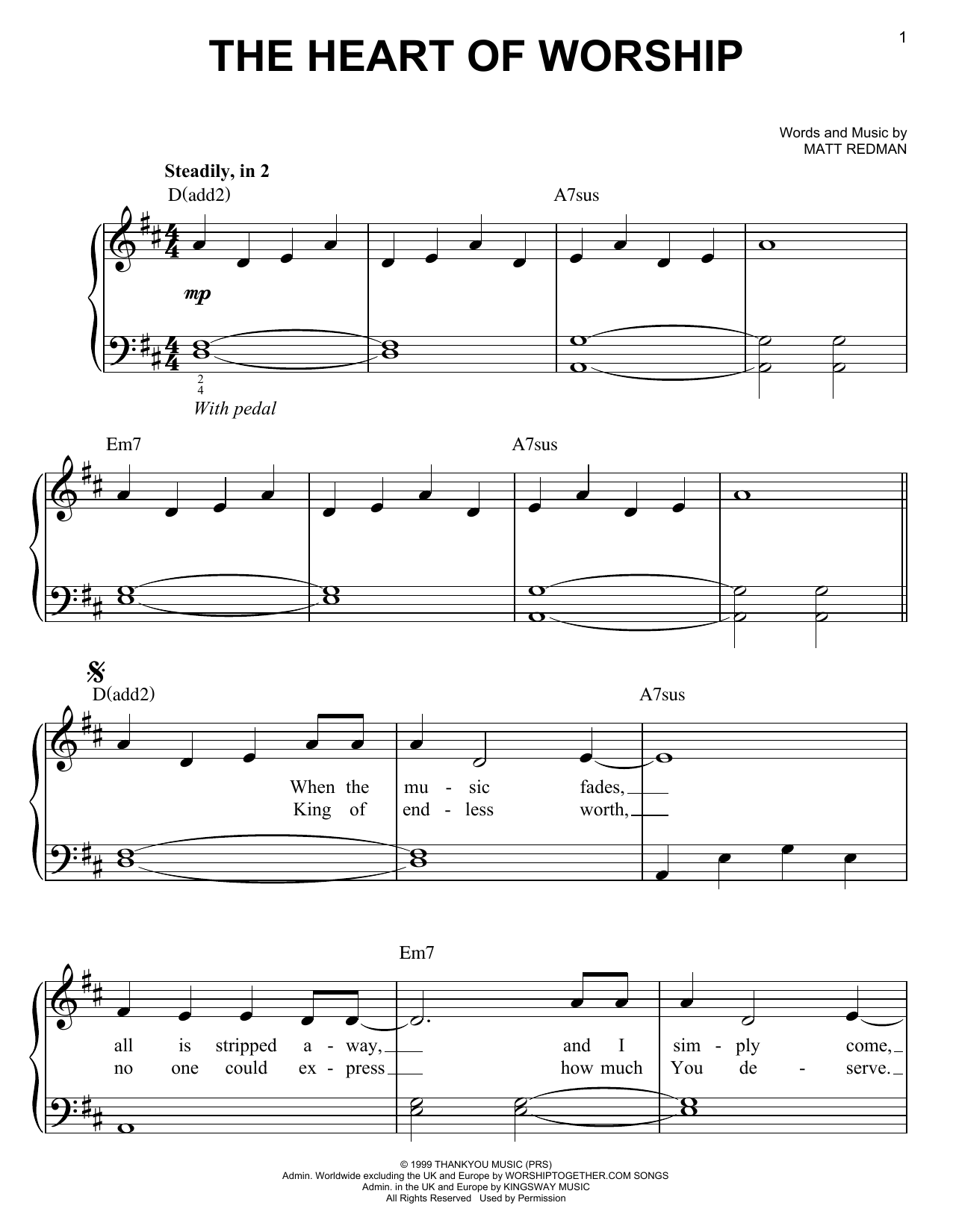 Download Matt Redman The Heart Of Worship Sheet Music and learn how to play Piano (Big Notes) PDF digital score in minutes