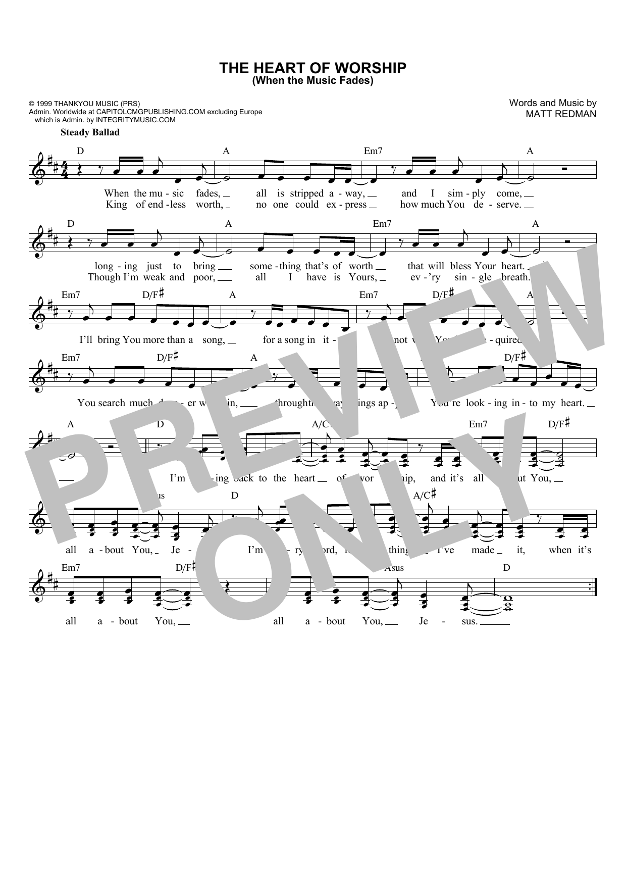 Download Matt Redman The Heart Of Worship (When The Music Fades) Sheet Music and learn how to play Clarinet Solo PDF digital score in minutes