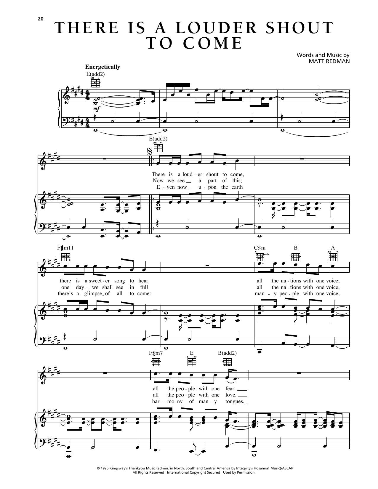 Download Matt Redman There Is A Louder Shout To Come Sheet Music and learn how to play Piano, Vocal & Guitar Chords (Right-Hand Melody) PDF digital score in minutes