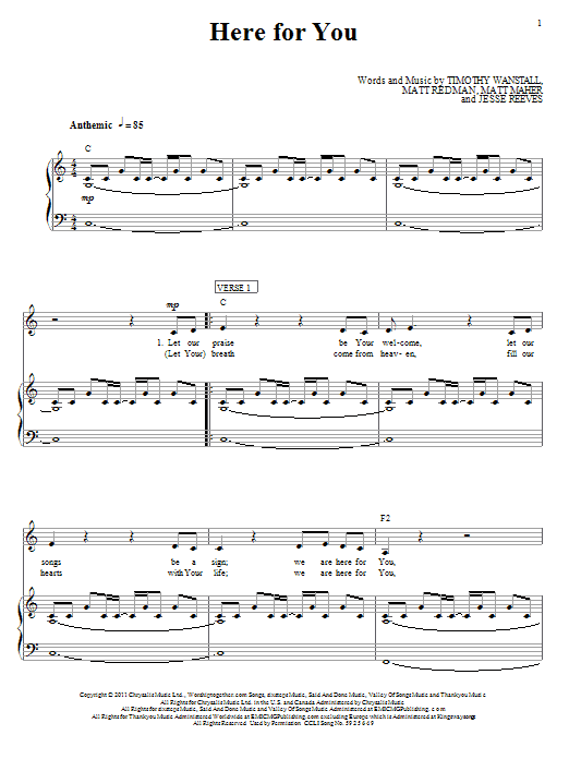 Download Matt Redman We Are Here For You Sheet Music and learn how to play Piano, Vocal & Guitar (Right-Hand Melody) PDF digital score in minutes