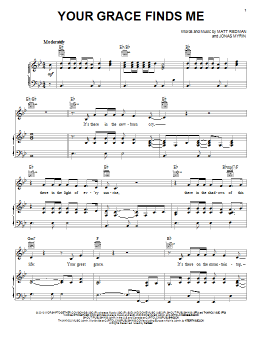 Download Matt Redman Your Grace Finds Me Sheet Music and learn how to play Piano, Vocal & Guitar (Right-Hand Melody) PDF digital score in minutes