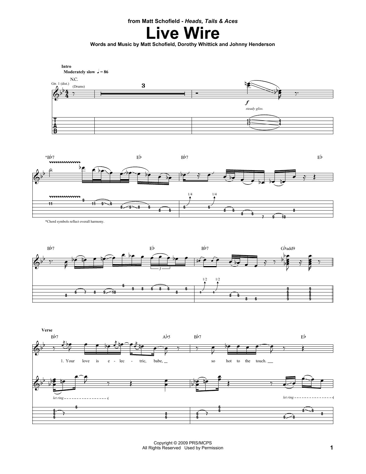 Download Matt Schofield Live Wire Sheet Music and learn how to play Guitar Tab PDF digital score in minutes