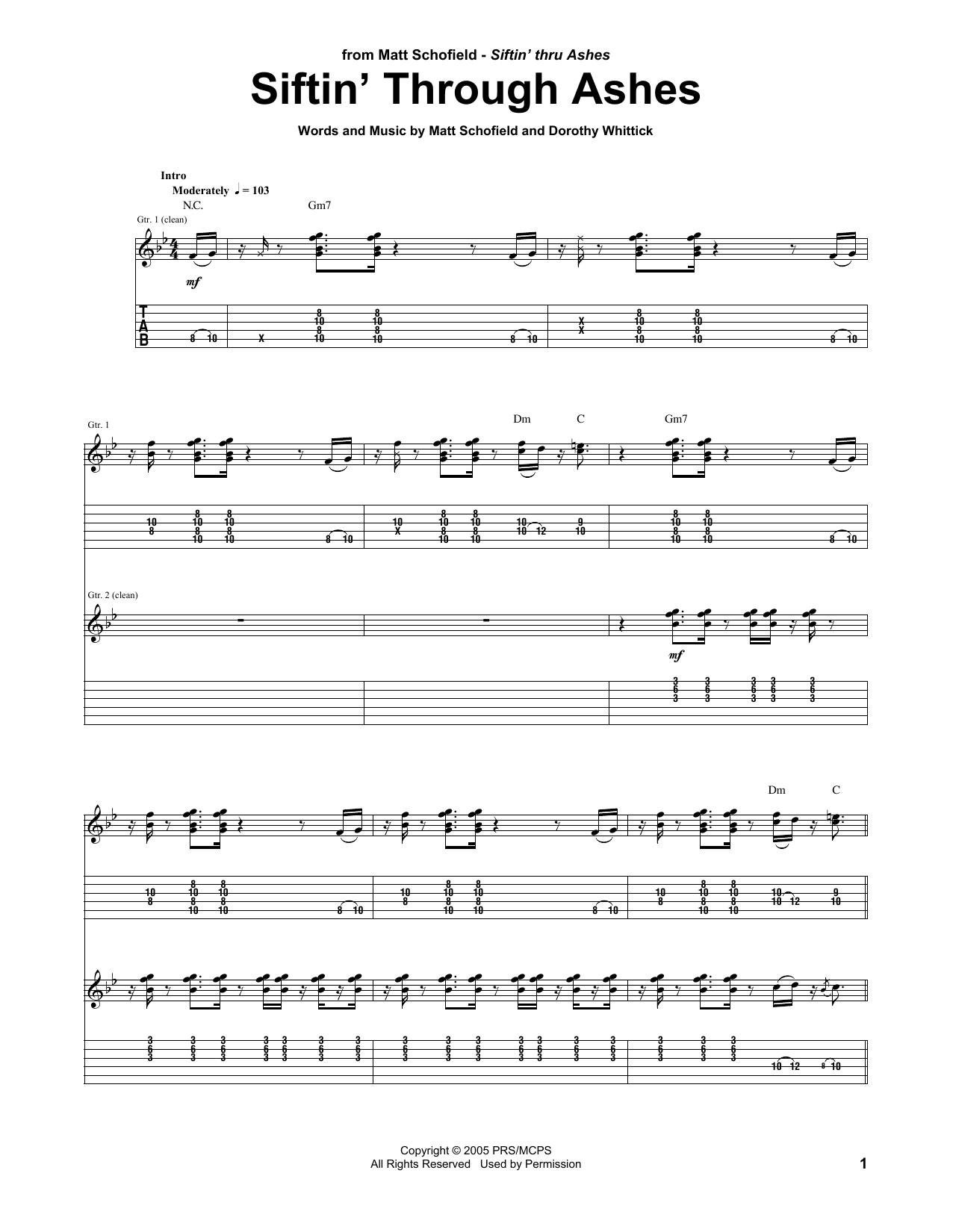Download Matt Schofield Siftin' Through Ashes Sheet Music and learn how to play Guitar Tab PDF digital score in minutes