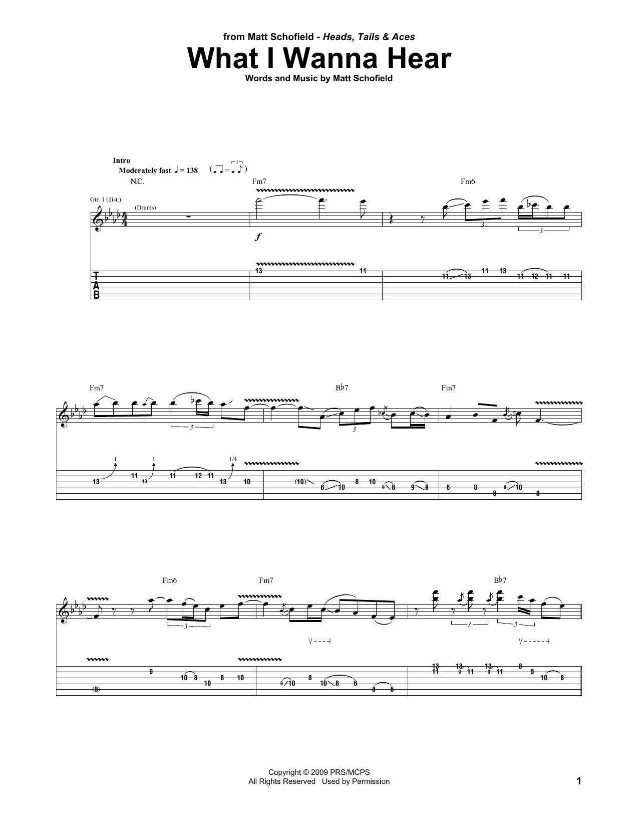 Download Matt Schofield What I Wanna Hear Sheet Music and learn how to play Guitar Tab PDF digital score in minutes