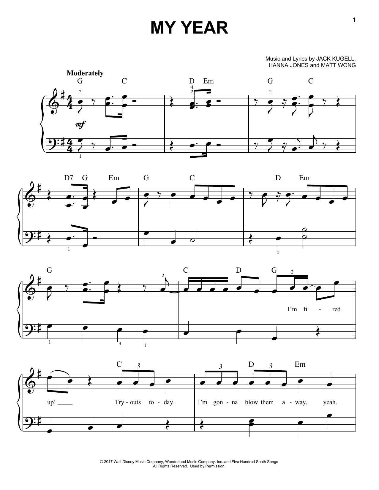 Download Matt Wong My Year Sheet Music and learn how to play Easy Piano PDF digital score in minutes
