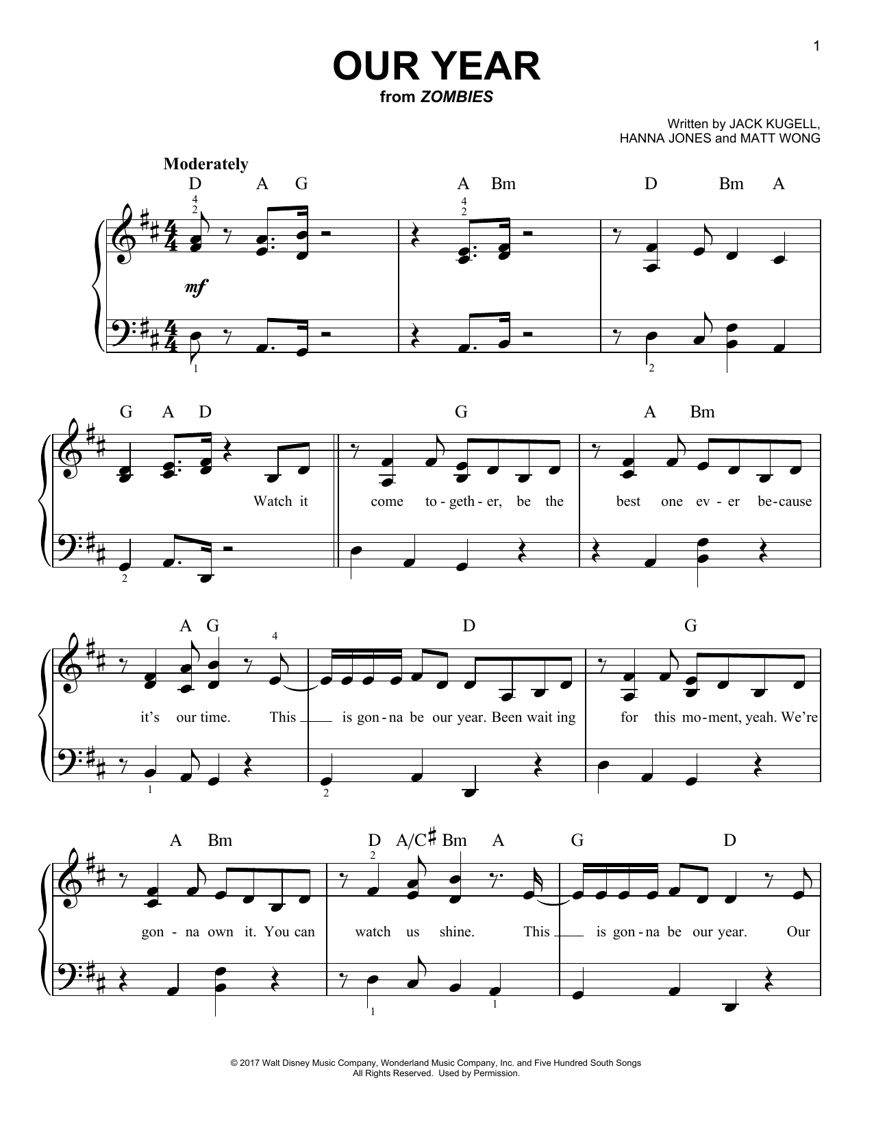 Download Matt Wong Our Year Sheet Music and learn how to play Easy Piano PDF digital score in minutes