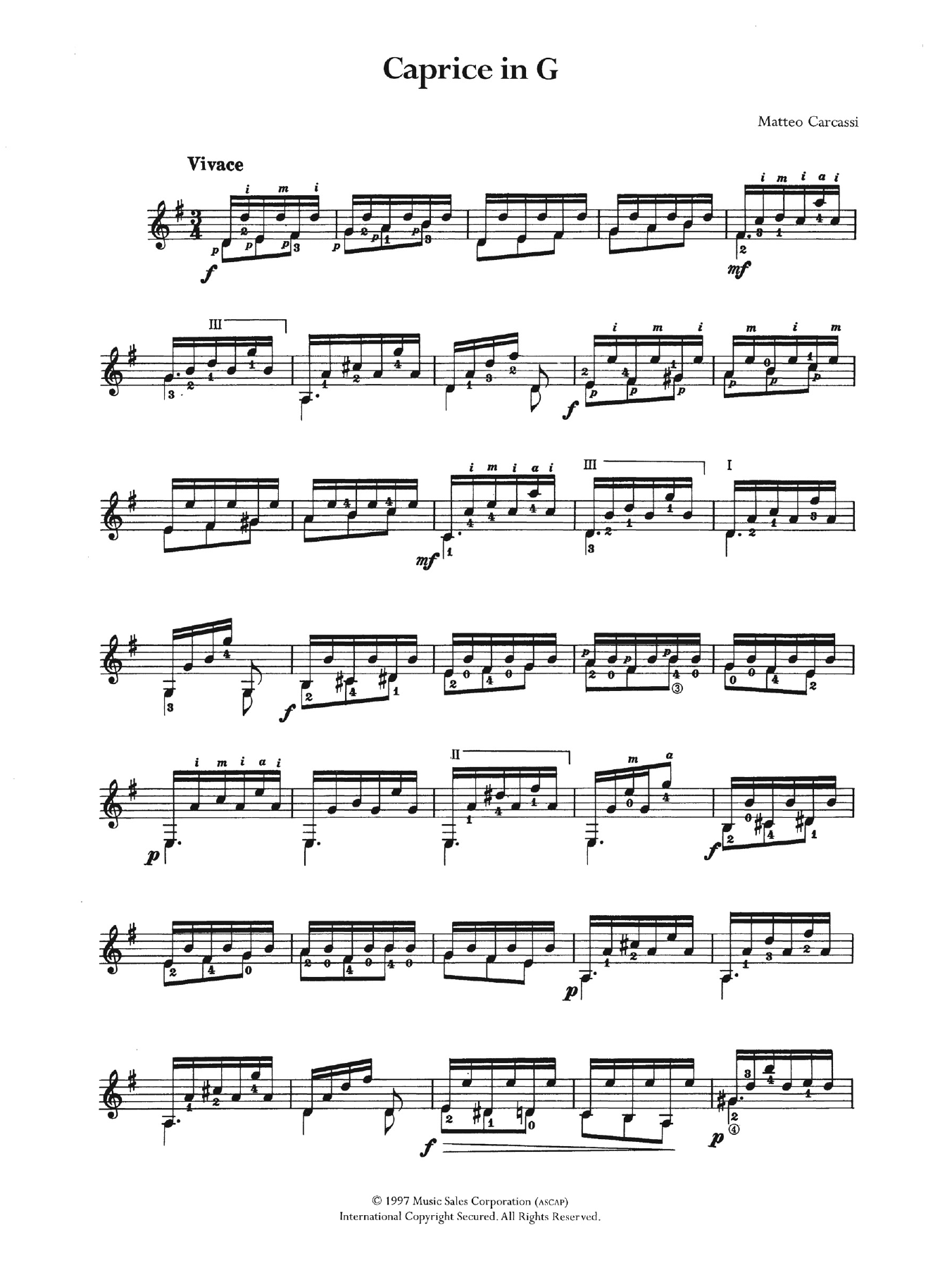 Download Matteo Carcassi Caprice In G Sheet Music and learn how to play Guitar PDF digital score in minutes
