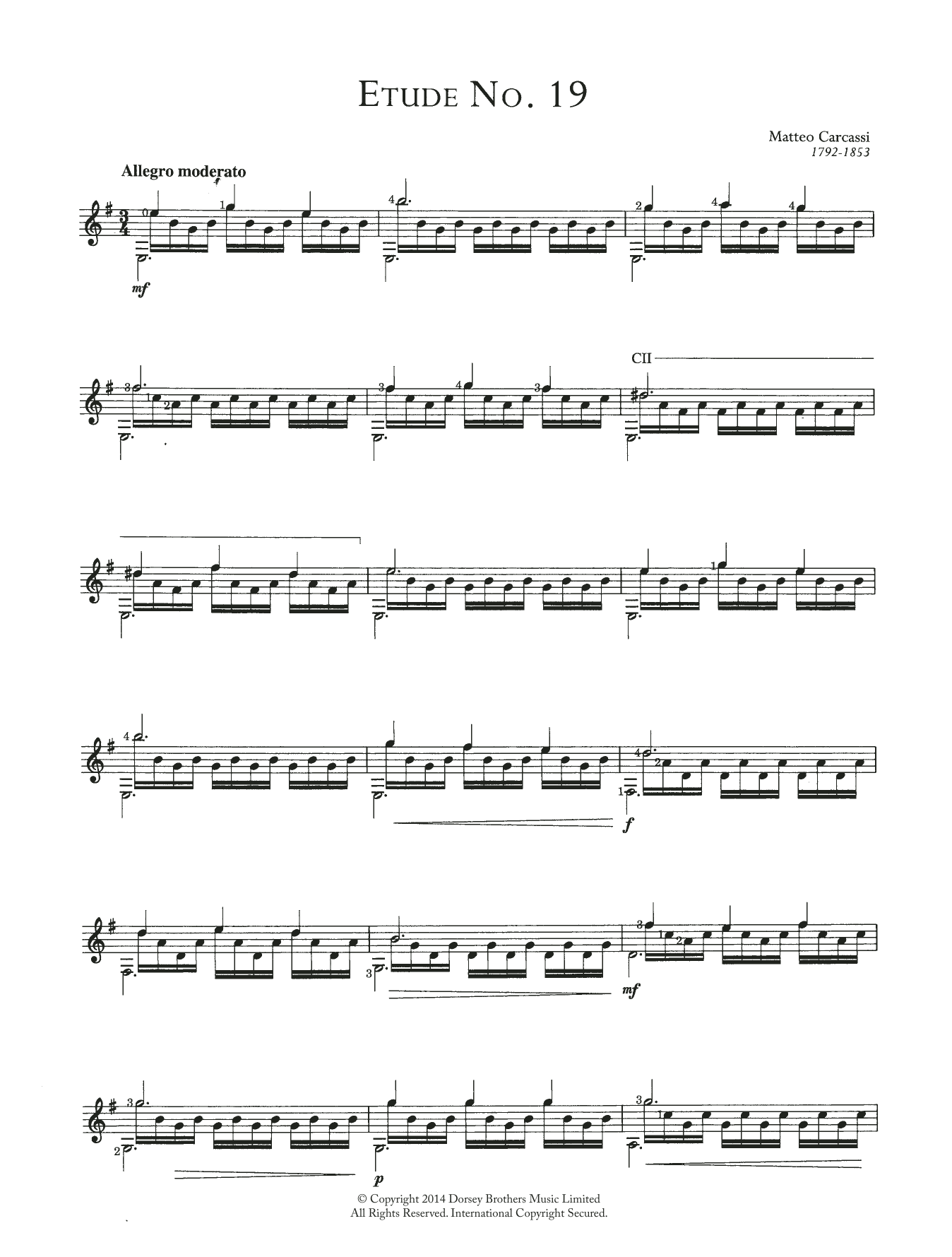 Download Matteo Carcassi Etude No.19 Sheet Music and learn how to play Guitar PDF digital score in minutes