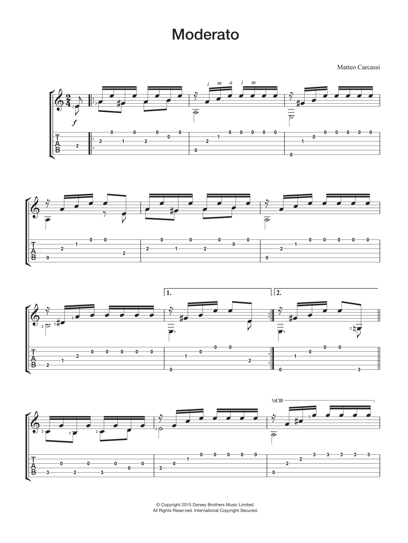 Download Matteo Carcassi Moderato Sheet Music and learn how to play Guitar PDF digital score in minutes