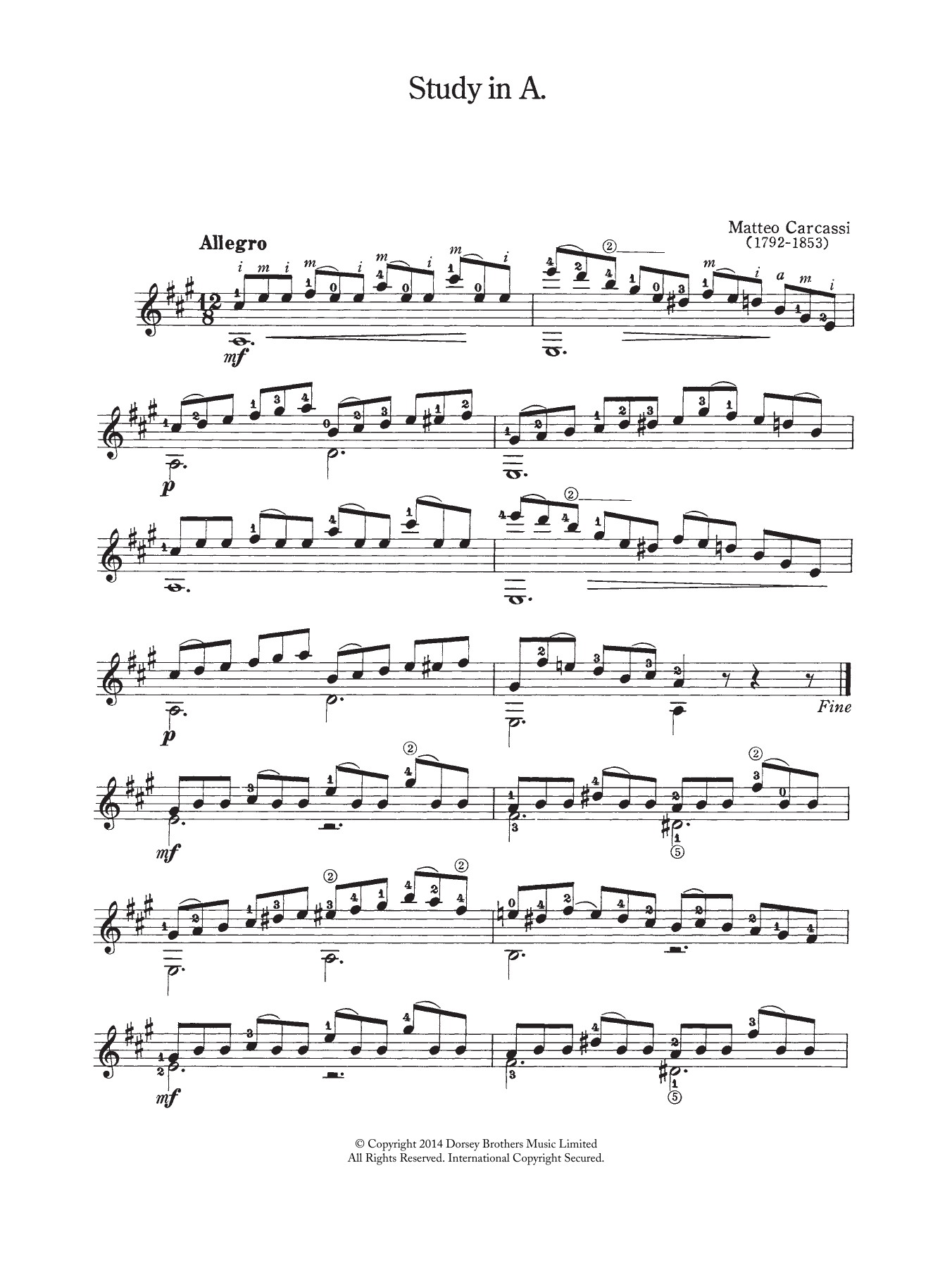 Download Matteo Carcassi Study In A Sheet Music and learn how to play Guitar PDF digital score in minutes