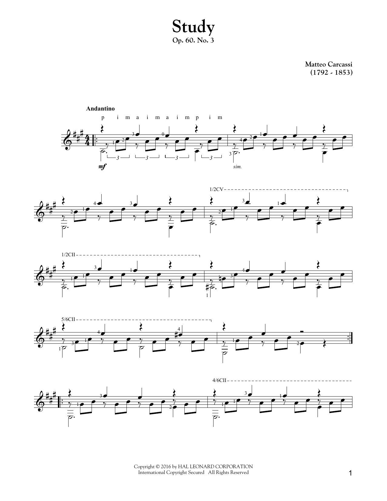 Download Matteo Carcassi Study, Op. 60, No. 3 Sheet Music and learn how to play Guitar Tab PDF digital score in minutes