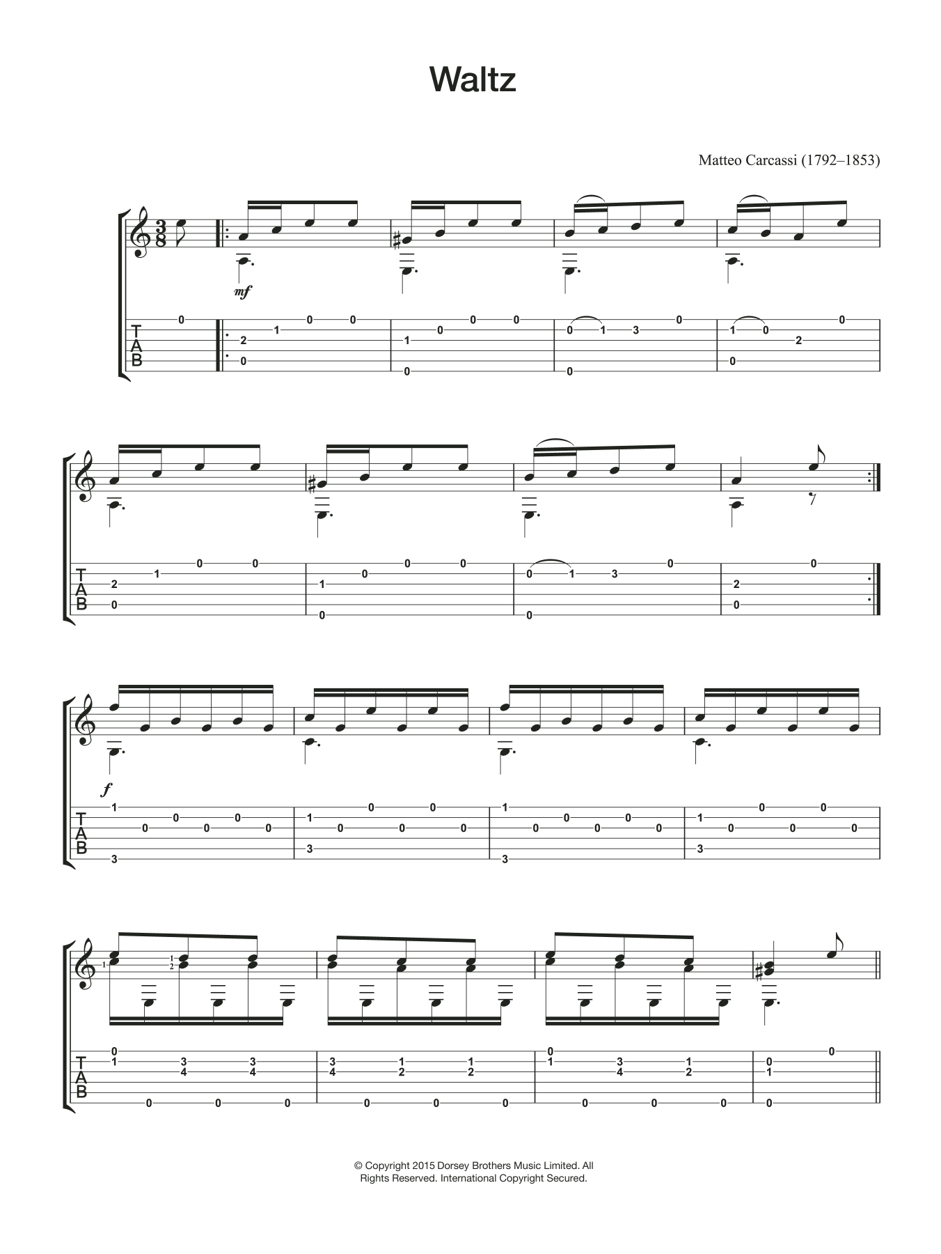 Download Matteo Carcassi Waltz Sheet Music and learn how to play Guitar PDF digital score in minutes