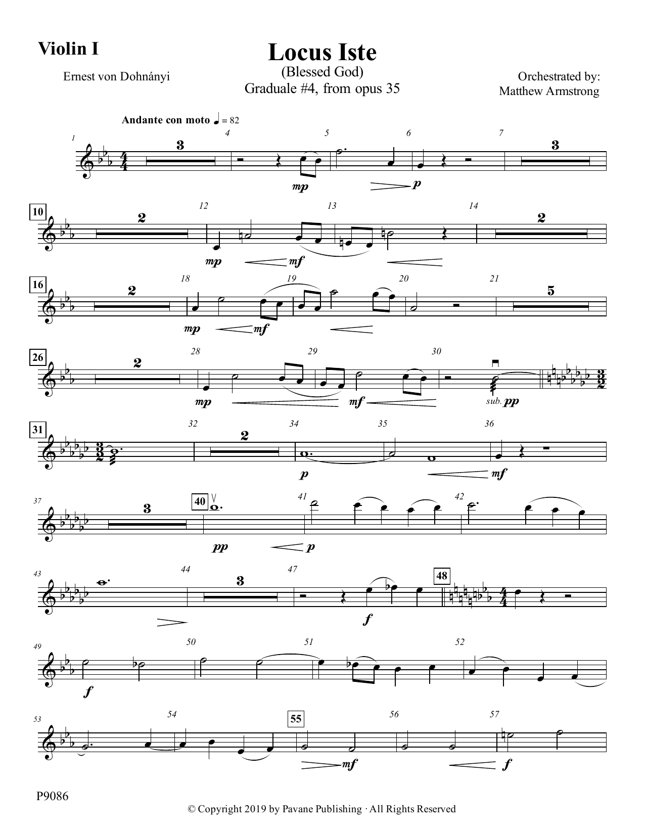 Download Matthew Armstrong Locus Iste - Violin I Sheet Music and learn how to play Choir Instrumental Pak PDF digital score in minutes