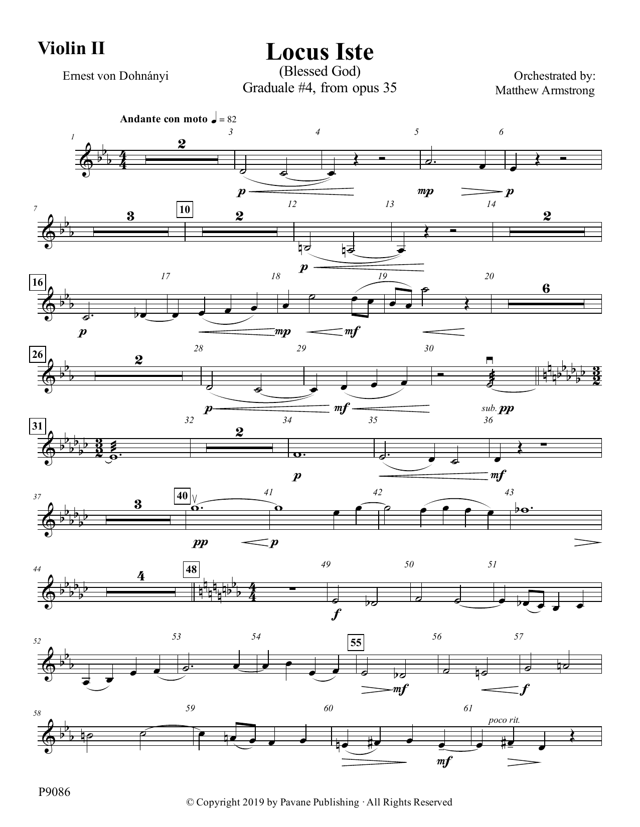 Download Matthew Armstrong Locus Iste - Violin II Sheet Music and learn how to play Choir Instrumental Pak PDF digital score in minutes