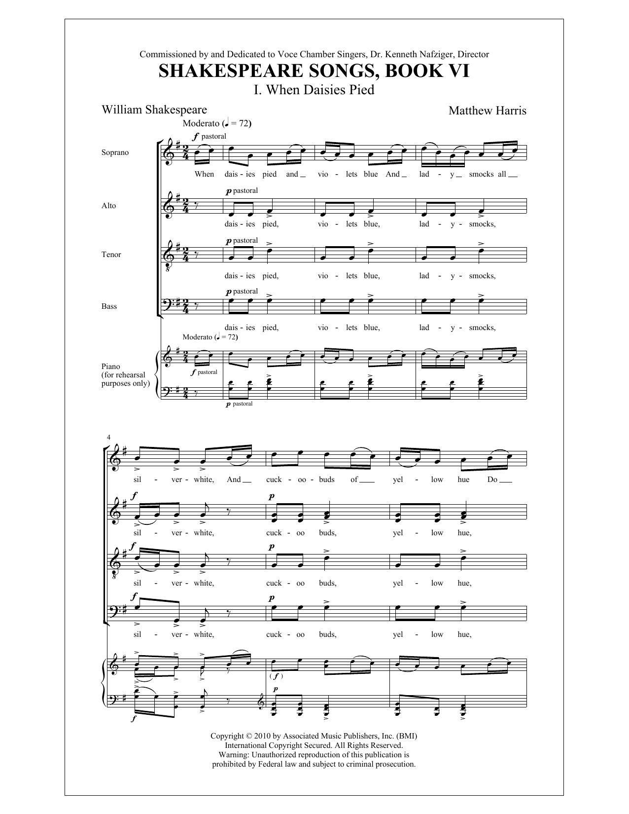Download Matthew Harris When Daisies Pied Sheet Music and learn how to play SATB PDF digital score in minutes