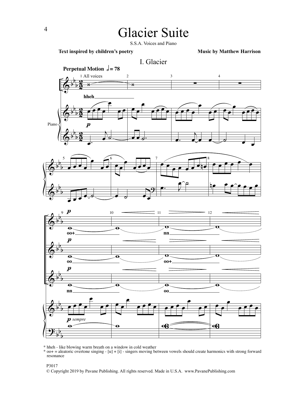 Download Matthew Harrison Glacier Suite Sheet Music and learn how to play SSA Choir PDF digital score in minutes