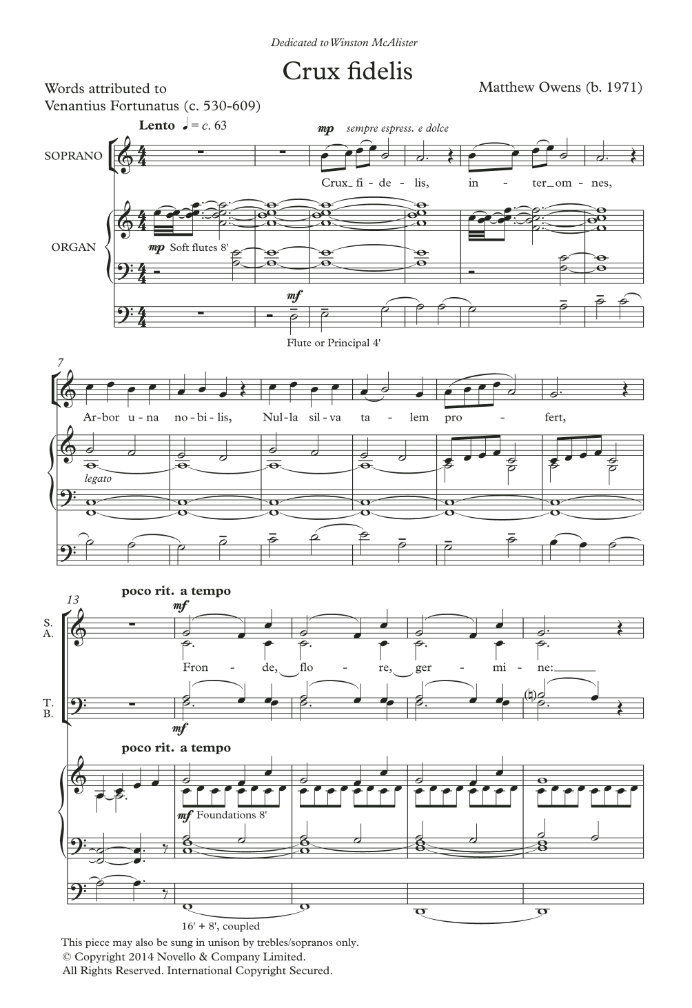 Download Matthew Owens Crux Fidelis Sheet Music and learn how to play SATB PDF digital score in minutes