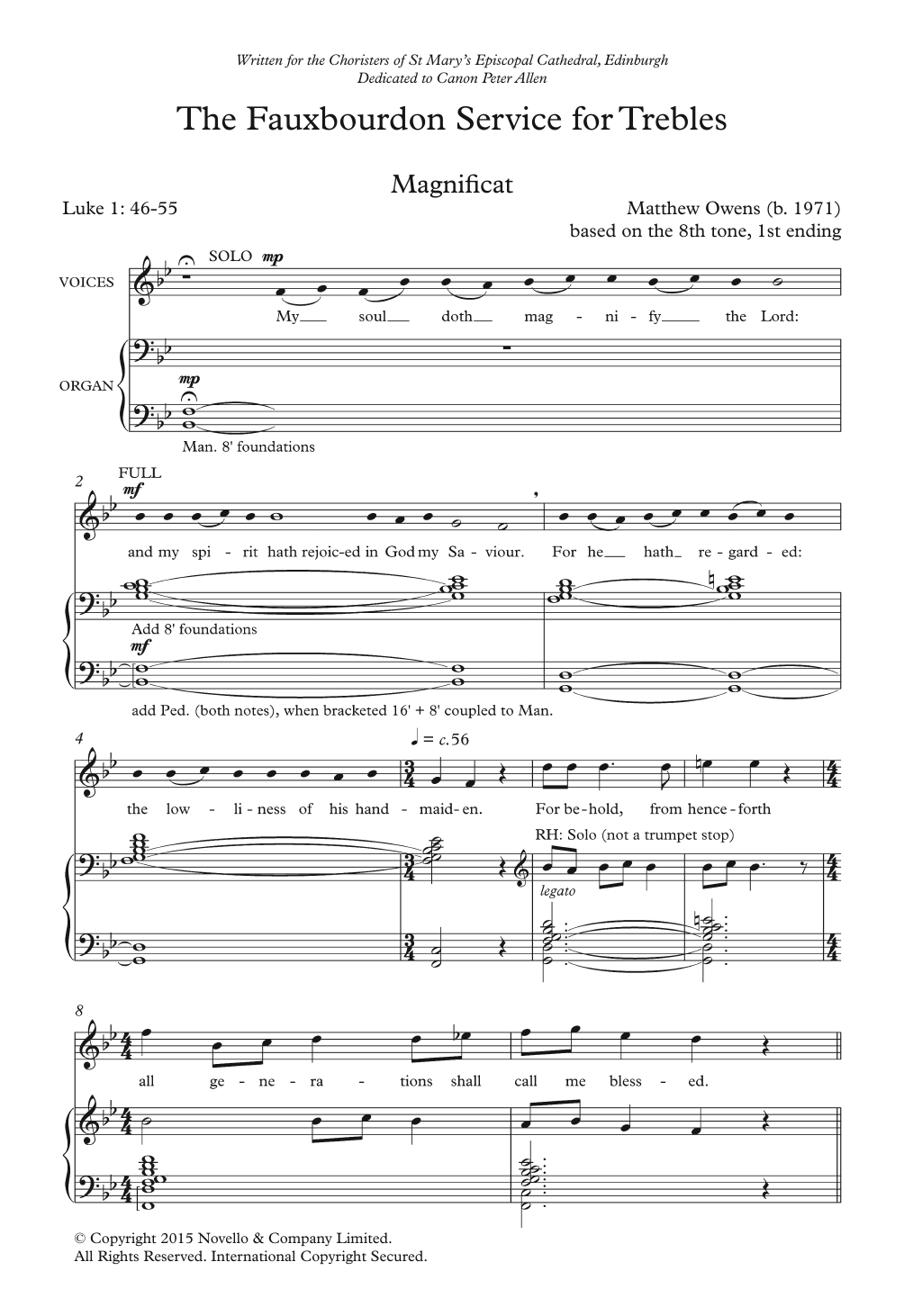 Download Matthew Owens Sheet Music and learn how to play Unison Voice PDF score in minutes