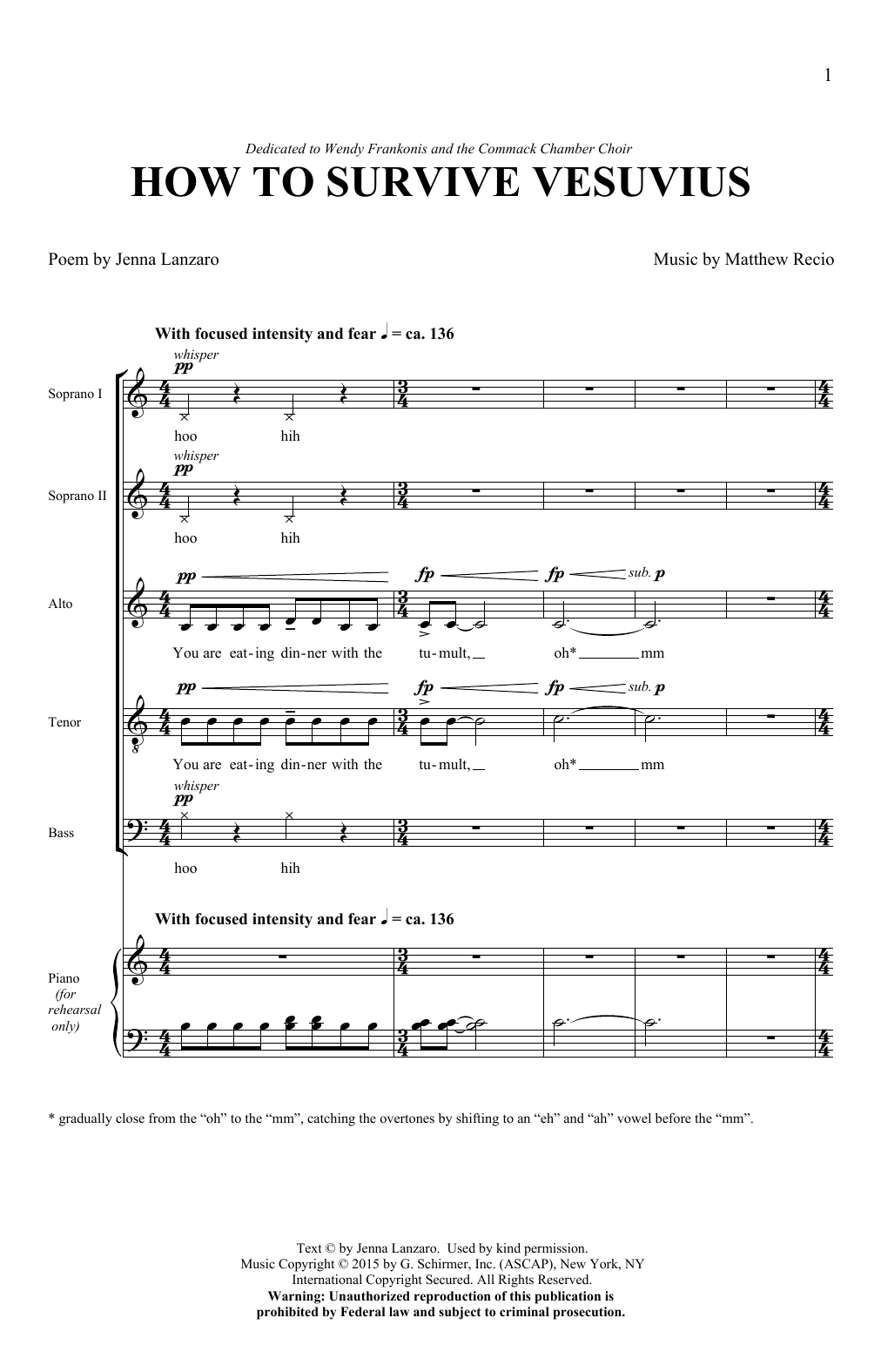 Download Matthew Recio & Jenna Lanzaro How To Survive Vesuvius Sheet Music and learn how to play SATB Choir PDF digital score in minutes