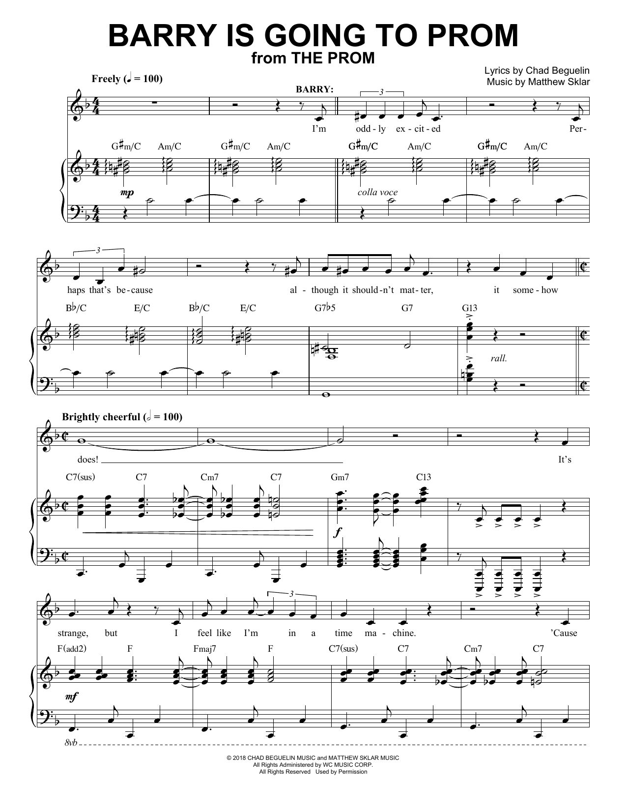 Download Matthew Sklar & Chad Beguelin Barry Is Going To Prom (from The Prom: A New Musical) Sheet Music and learn how to play Piano & Vocal PDF digital score in minutes