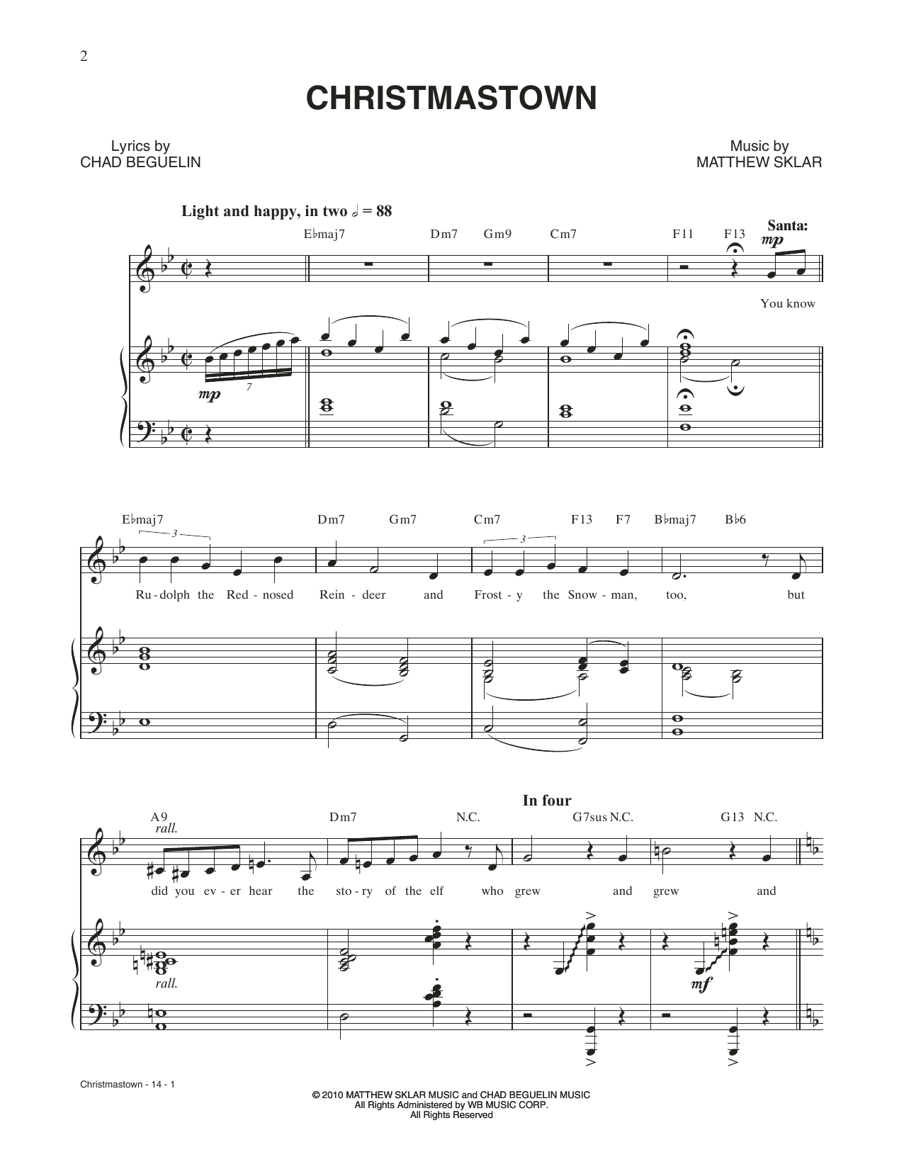 Download Matthew Sklar & Chad Beguelin Christmastown (from Elf: The Musical) Sheet Music and learn how to play Piano & Vocal PDF digital score in minutes