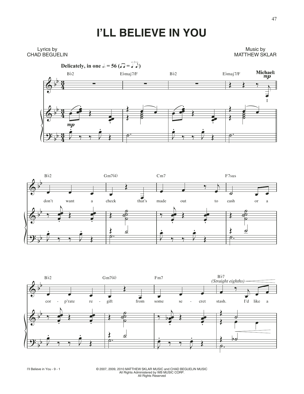 Download Matthew Sklar & Chad Beguelin I'll Believe In You (from Elf: The Musical) Sheet Music and learn how to play Piano & Vocal PDF digital score in minutes