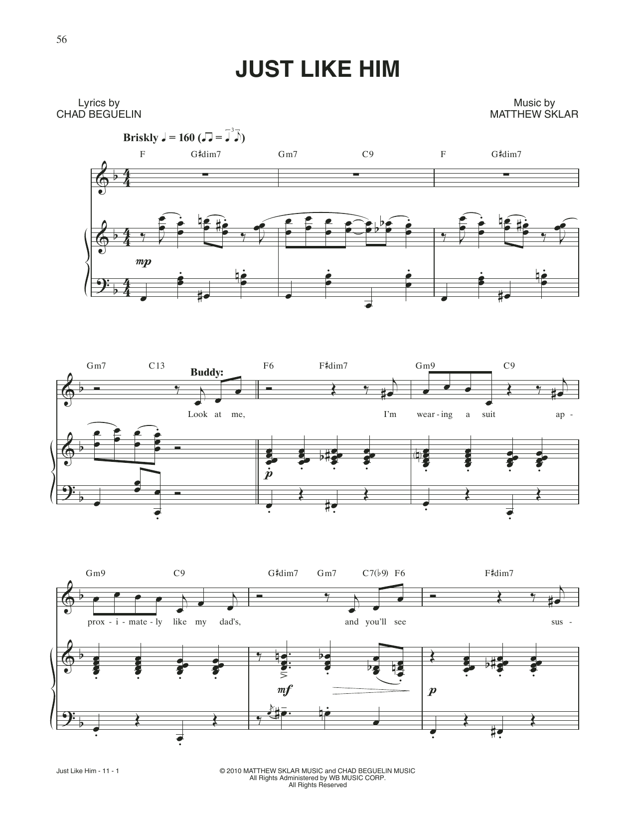 Download Matthew Sklar & Chad Beguelin Just Like Him (from Elf: The Musical) Sheet Music and learn how to play Piano & Vocal PDF digital score in minutes