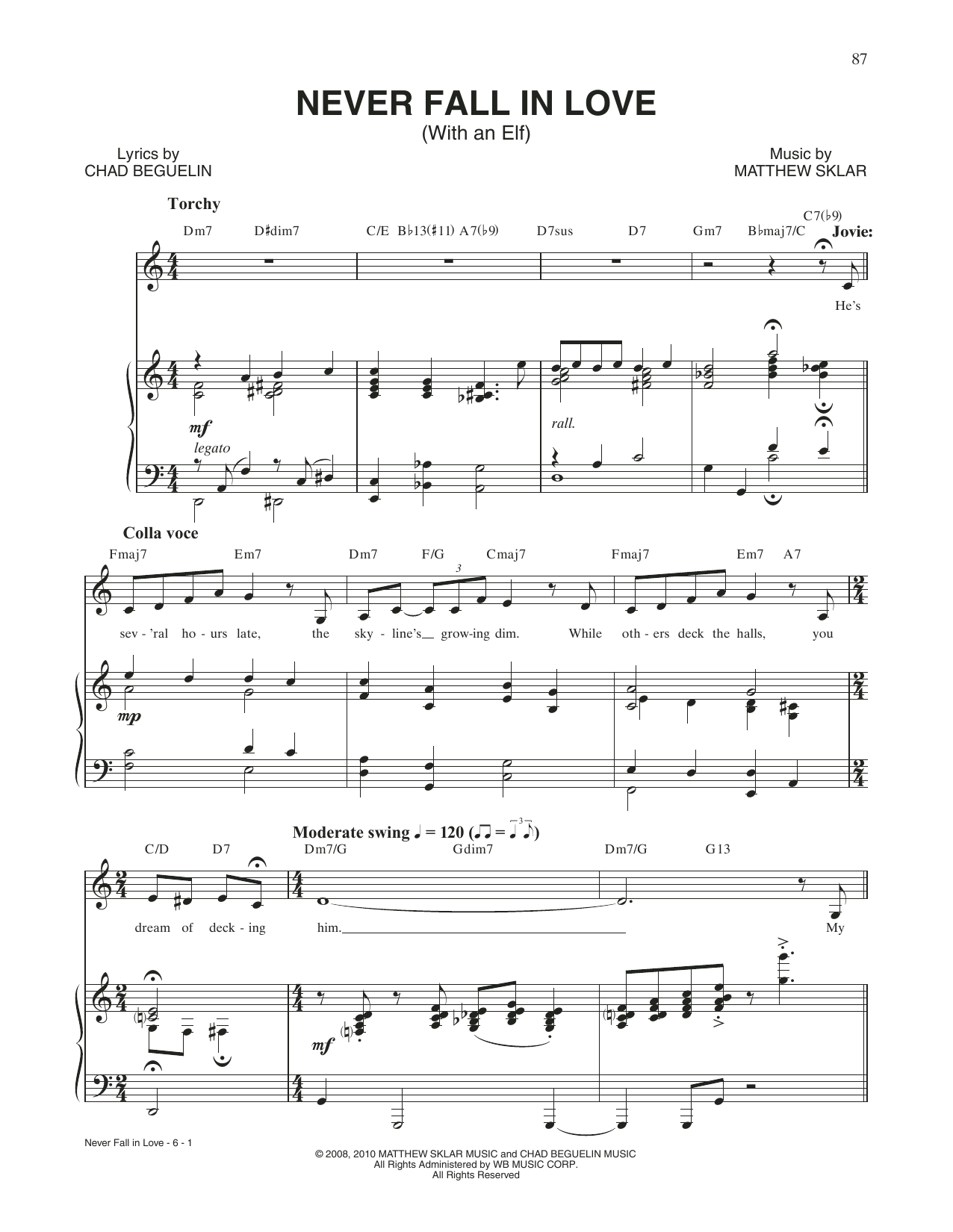 Download Matthew Sklar & Chad Beguelin Never Fall In Love (With An Elf) (from Elf: The Musical) Sheet Music and learn how to play Piano & Vocal PDF digital score in minutes
