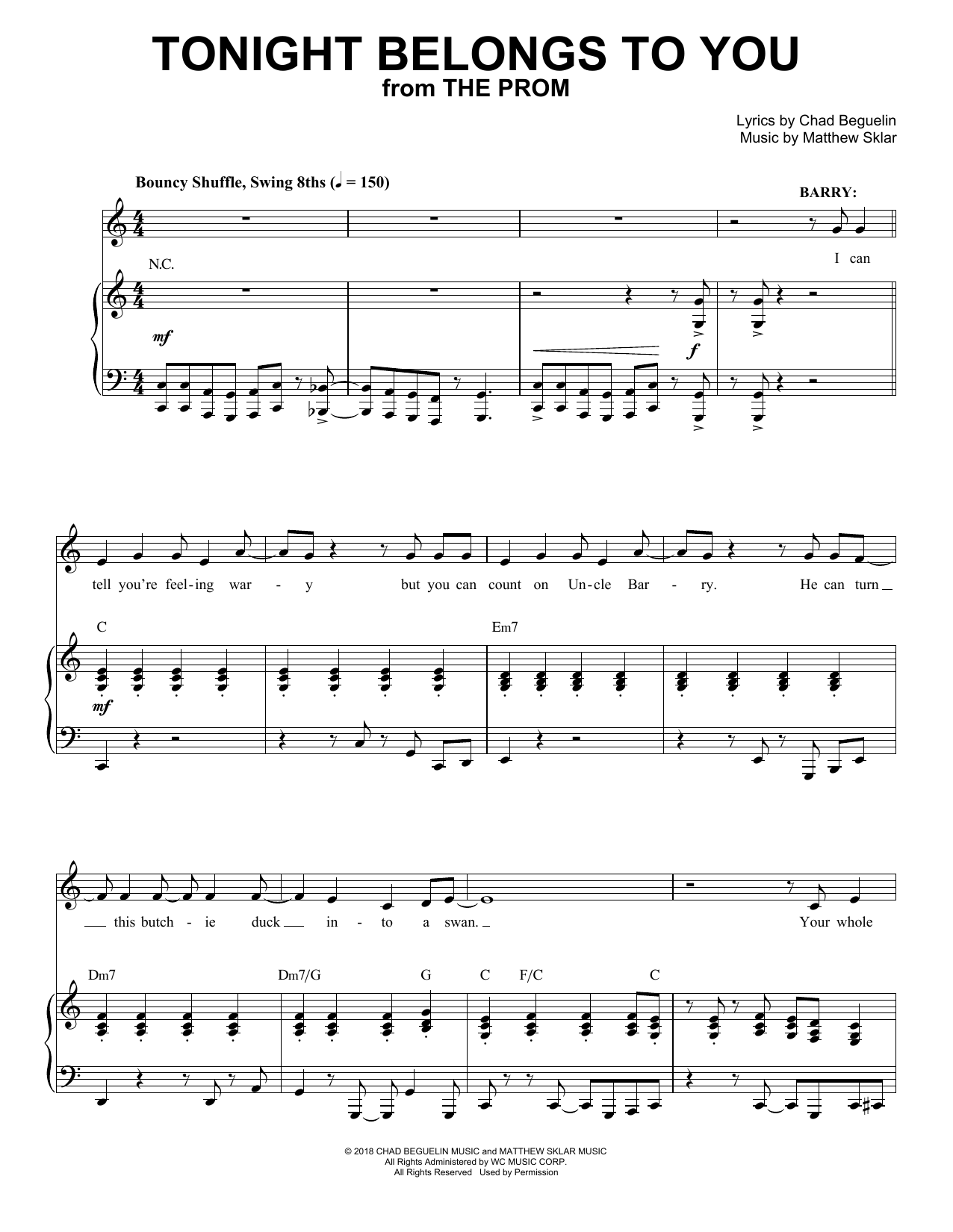 Download Matthew Sklar & Chad Beguelin Tonight Belongs To You (from The Prom: A New Musical) Sheet Music and learn how to play Piano & Vocal PDF digital score in minutes