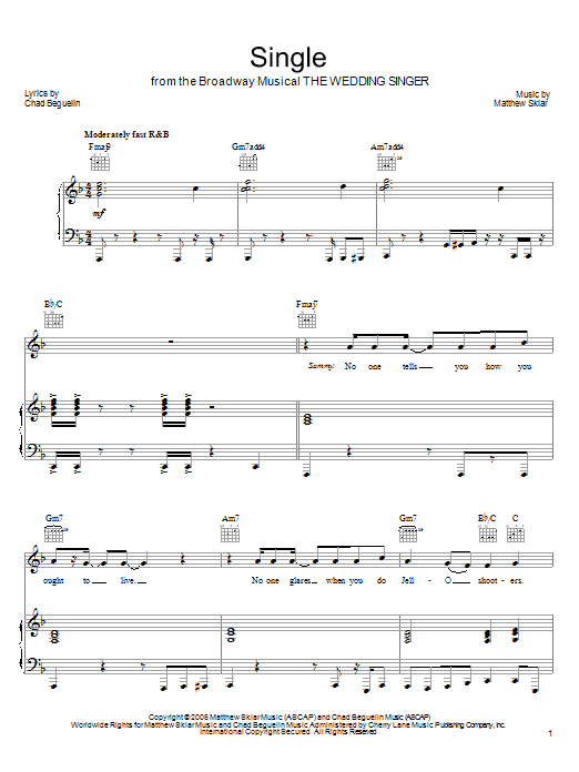 Download Matthew Sklar Single Sheet Music and learn how to play Piano, Vocal & Guitar (Right-Hand Melody) PDF digital score in minutes