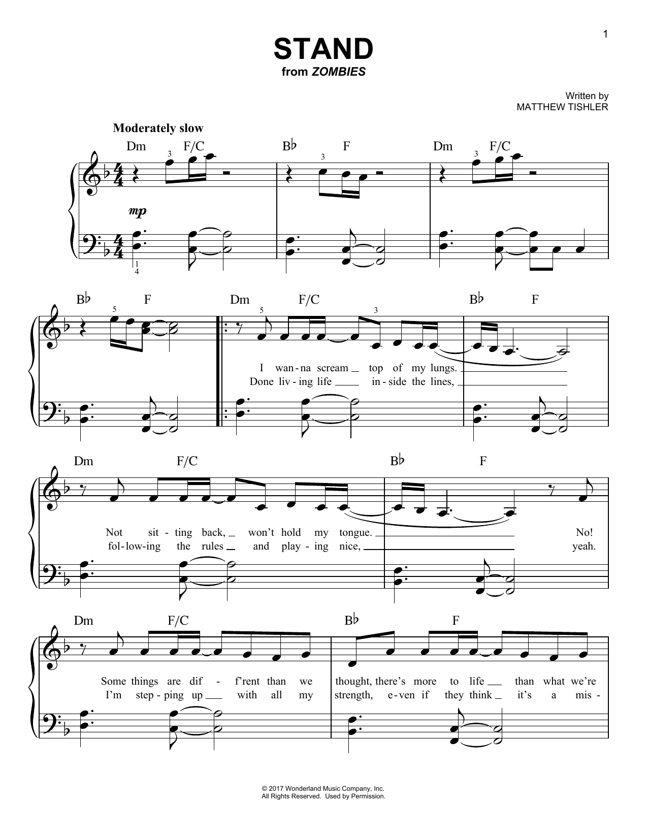 Download Matthew Tichler Stand Sheet Music and learn how to play Easy Piano PDF digital score in minutes