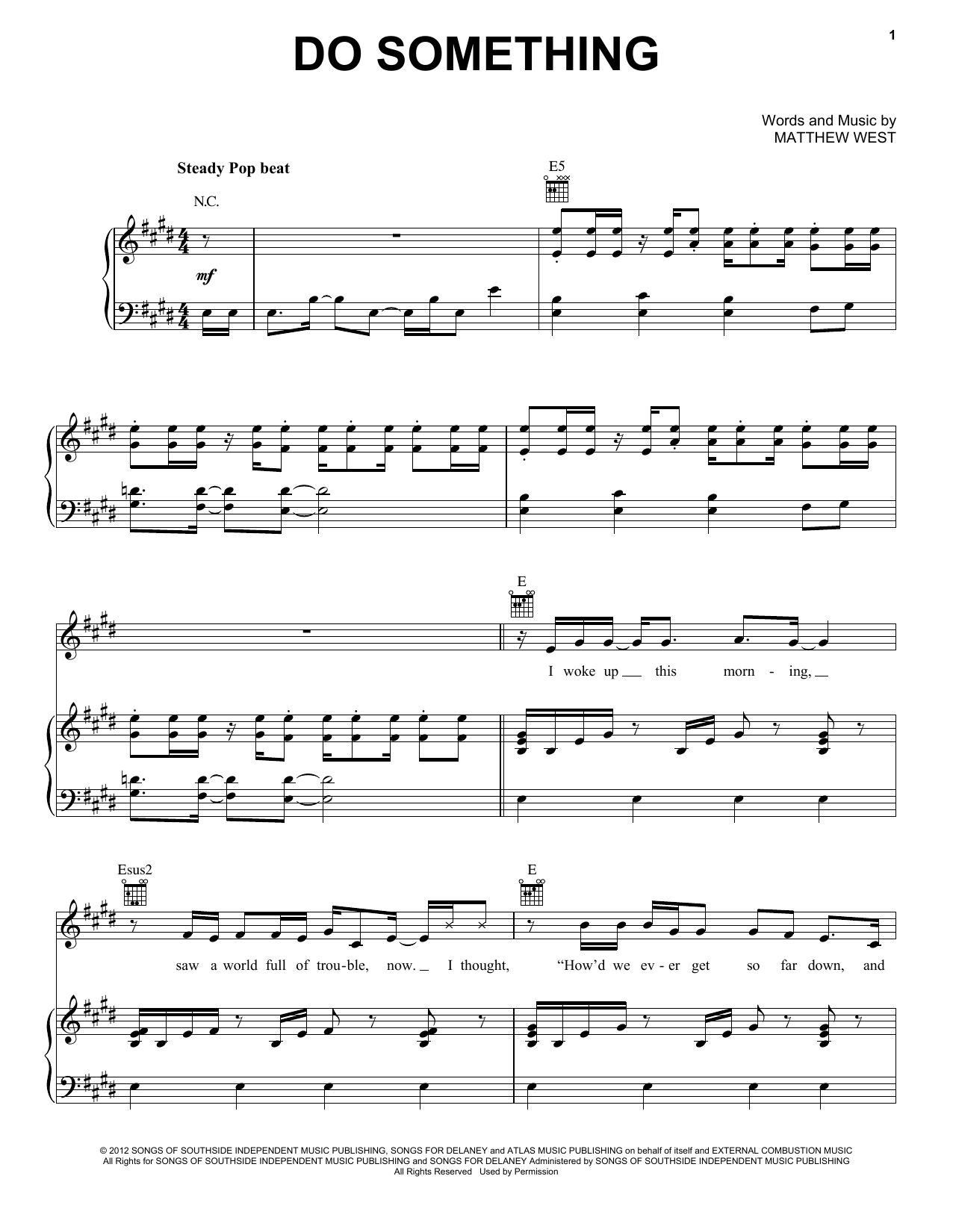 Download Matthew West Do Something Sheet Music and learn how to play Piano, Vocal & Guitar (Right-Hand Melody) PDF digital score in minutes