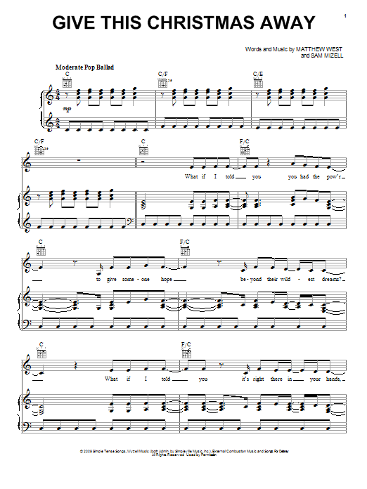 Download Matthew West Give This Christmas Away Sheet Music and learn how to play Piano, Vocal & Guitar (Right-Hand Melody) PDF digital score in minutes