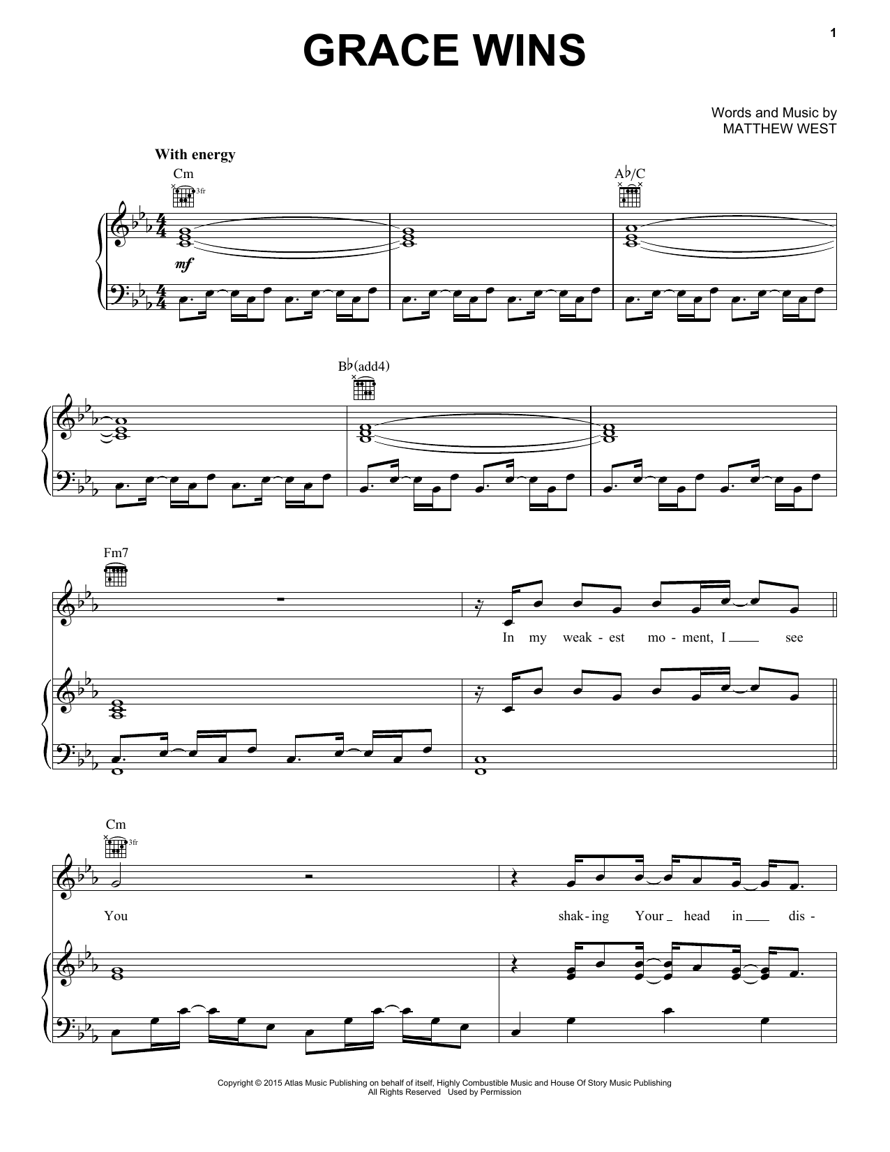 Download Matthew West Grace Wins Sheet Music and learn how to play Piano, Vocal & Guitar (Right-Hand Melody) PDF digital score in minutes