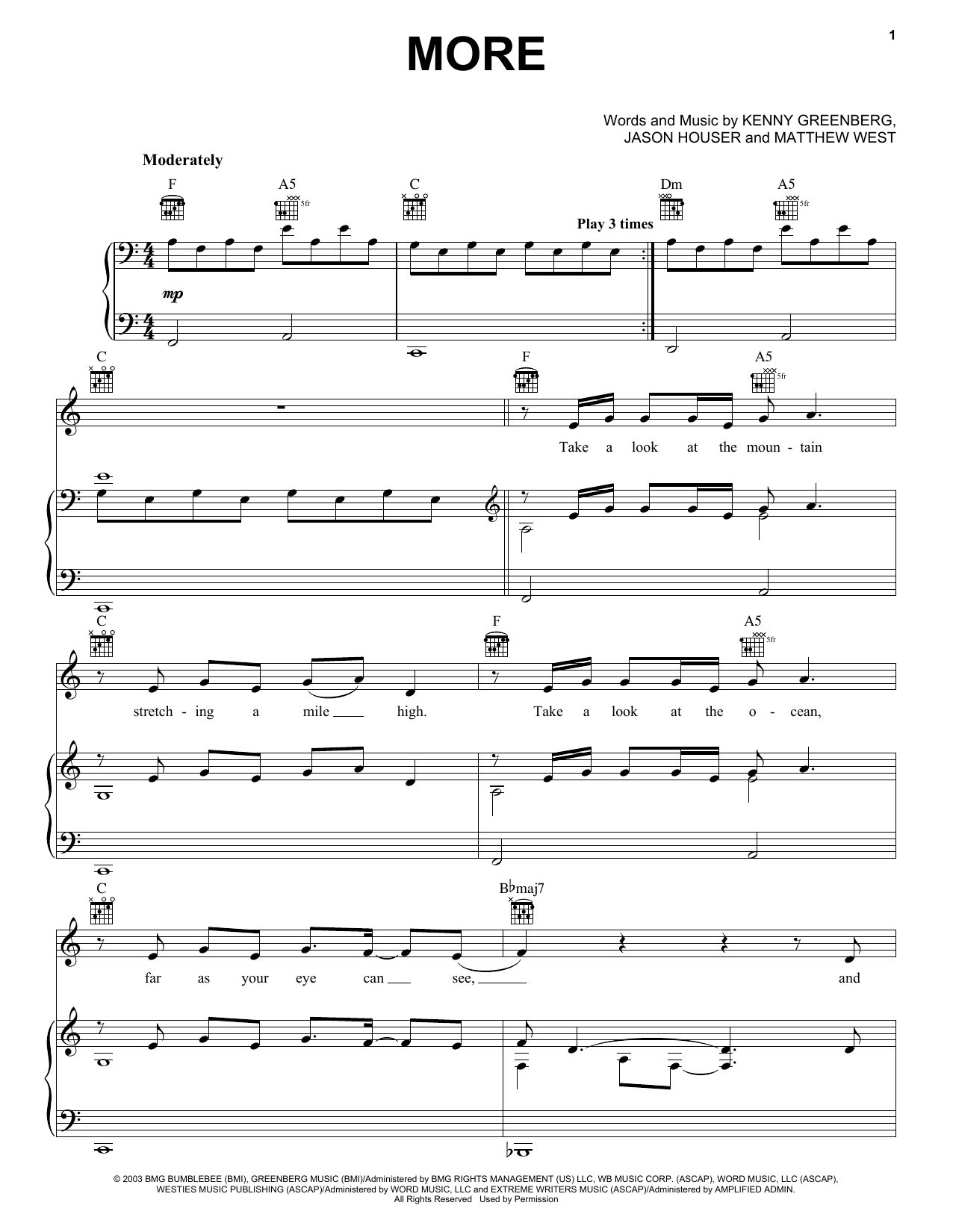 Download Matthew West More Sheet Music and learn how to play Melody Line, Lyrics & Chords PDF digital score in minutes