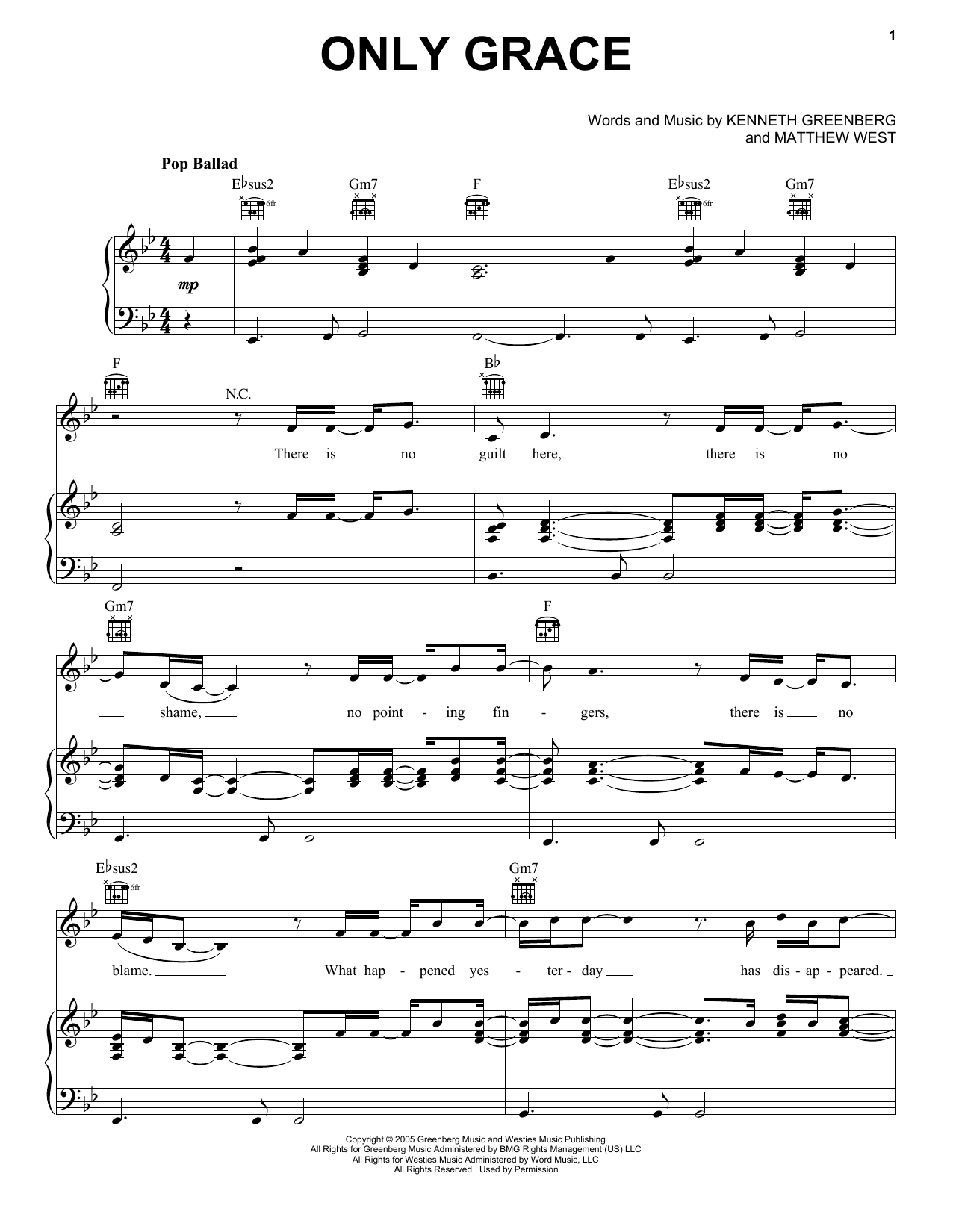 Download Matthew West Only Grace Sheet Music and learn how to play Melody Line, Lyrics & Chords PDF digital score in minutes