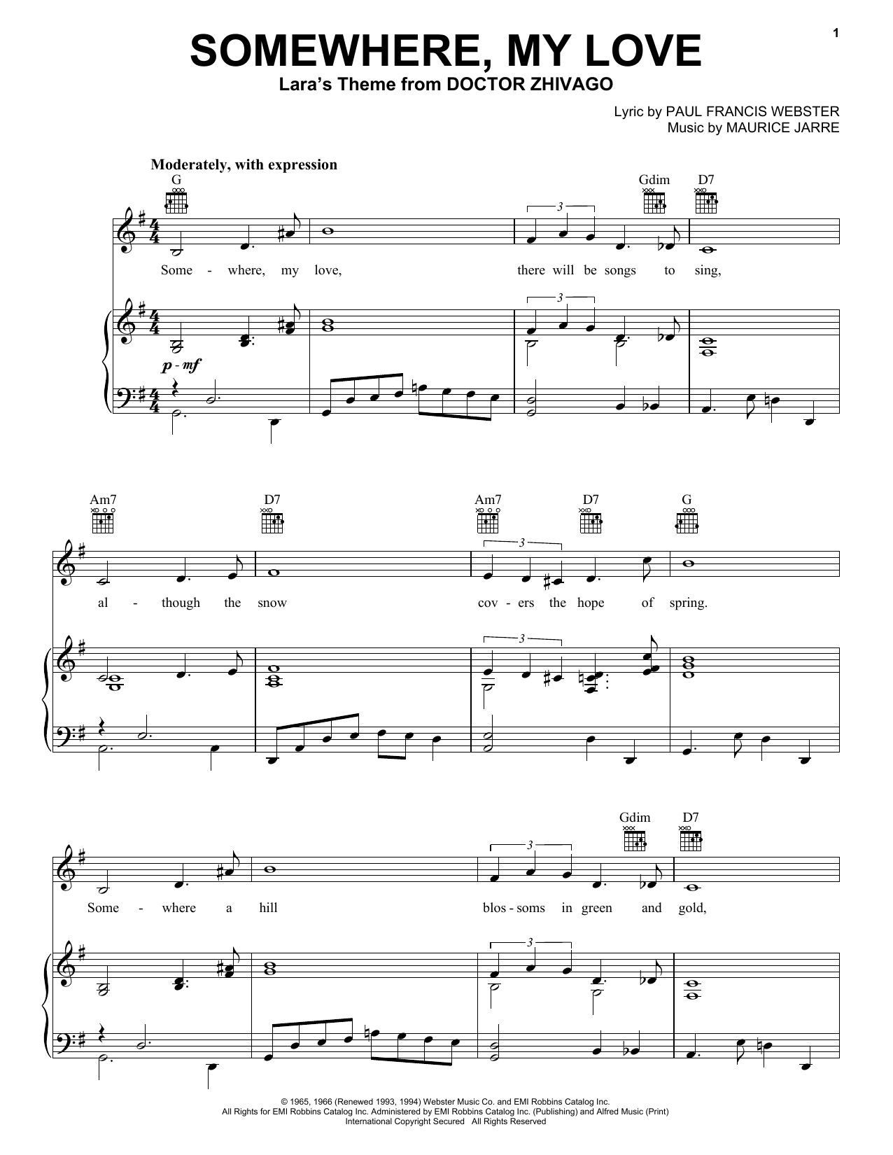 Download Maurice Jarre Somewhere, My Love Sheet Music and learn how to play Trombone PDF digital score in minutes