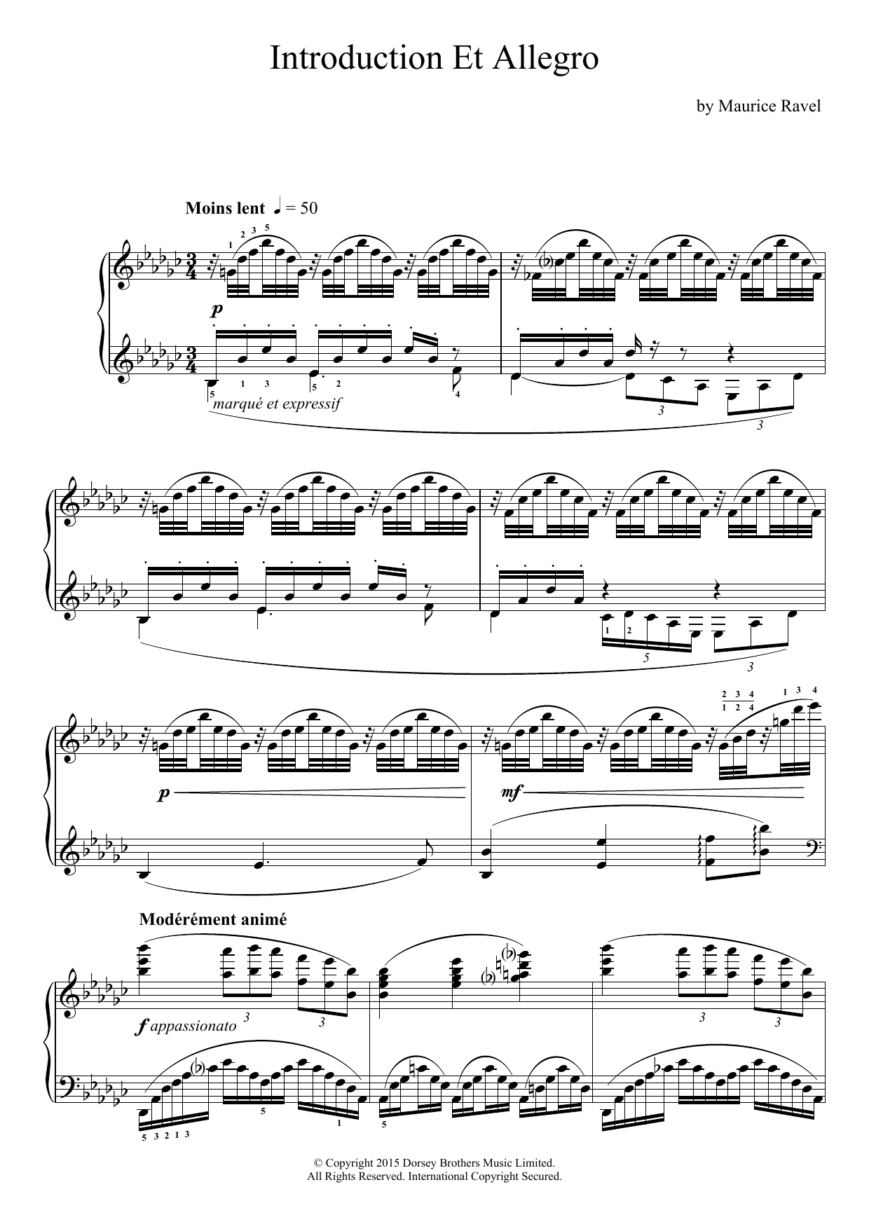 Download Maurice Ravel Introduction Et Allegro Sheet Music and learn how to play Piano PDF digital score in minutes