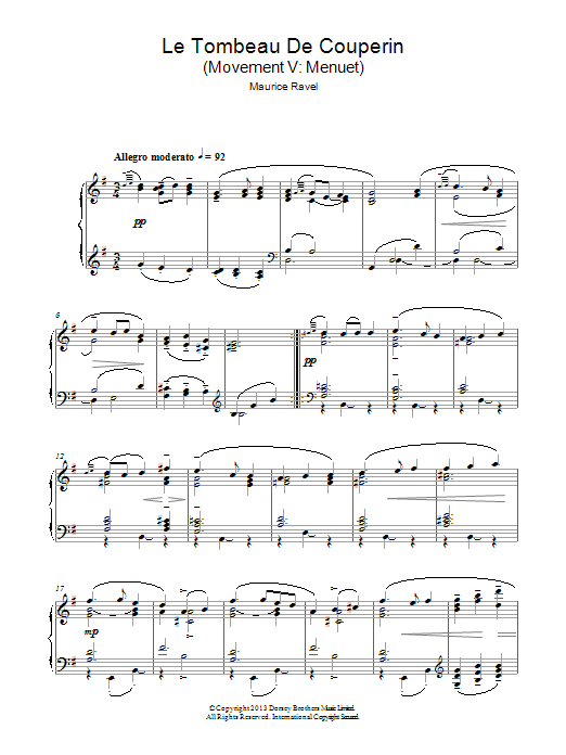 Download Maurice Ravel Le Tombeau De Couperin Sheet Music and learn how to play Piano PDF digital score in minutes