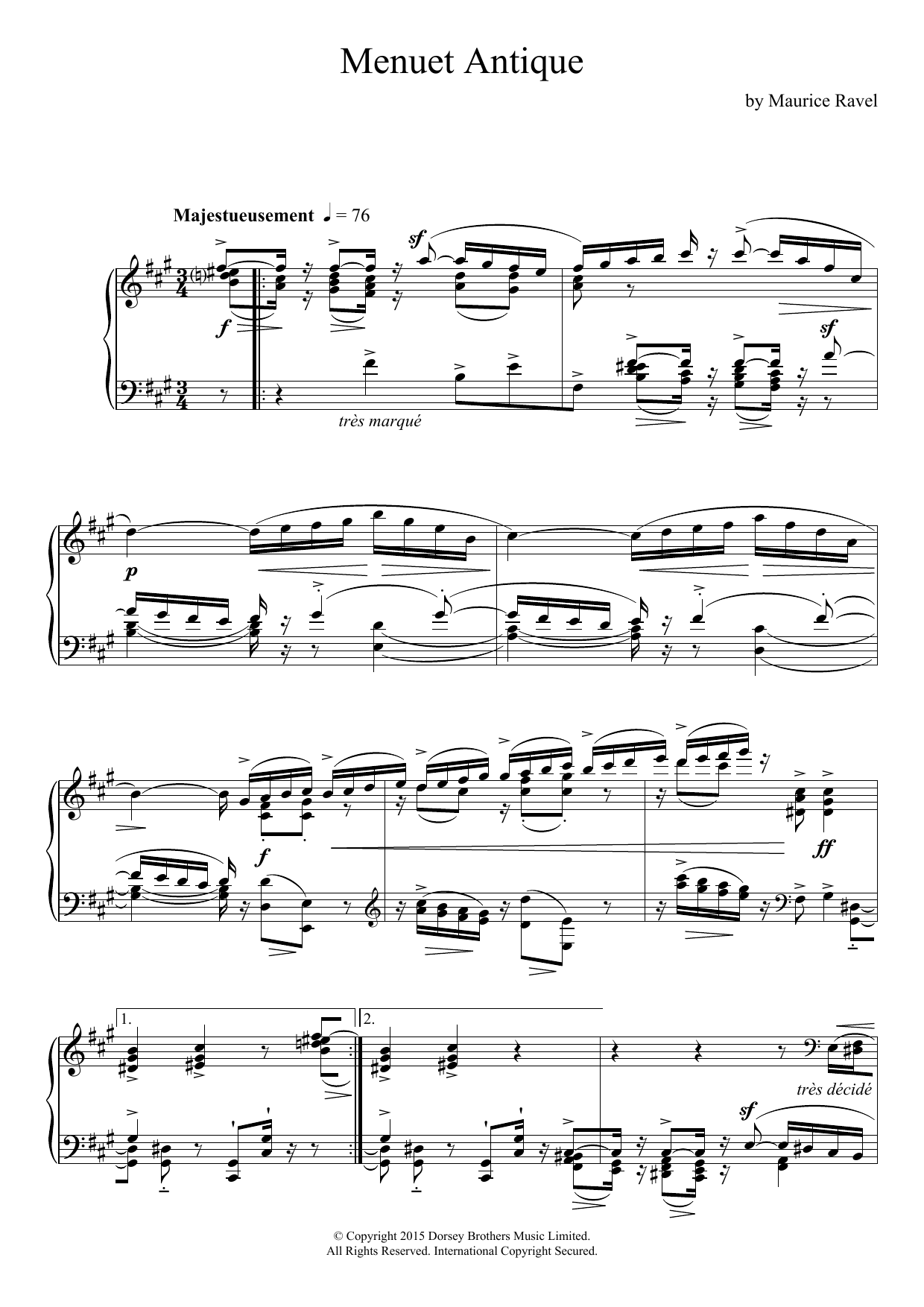 Download Maurice Ravel Menuet Antique Sheet Music and learn how to play Piano PDF digital score in minutes