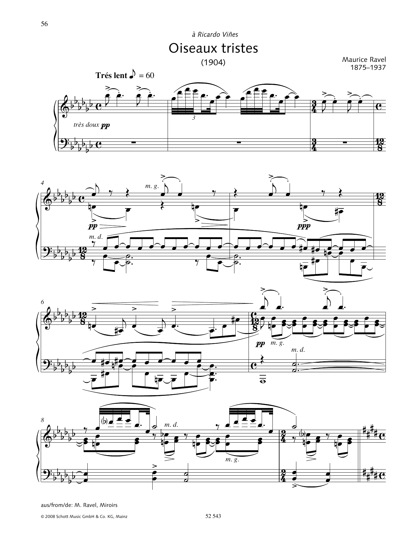 Download Maurice Ravel Oiseaux tristes Sheet Music and learn how to play Piano Solo PDF digital score in minutes