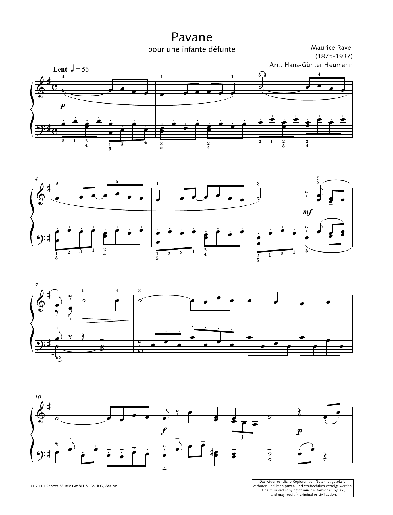 Download Hans-Gunter Heumann Pavane pour une Infante Défunte Sheet Music and learn how to play Piano Solo PDF digital score in minutes