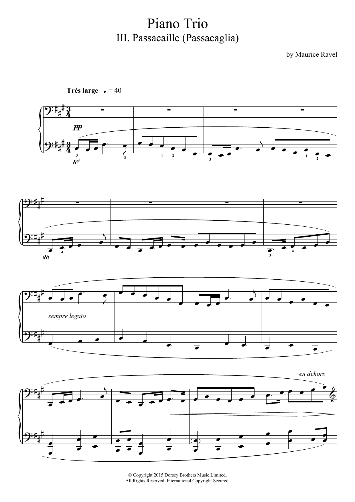 Download Maurice Ravel Piano Trio - III. Passacaille (Passacaglia) Sheet Music and learn how to play Piano PDF digital score in minutes