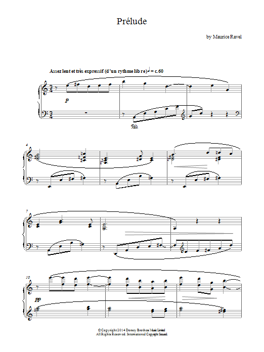 Download Maurice Ravel Prélude Sheet Music and learn how to play Piano PDF digital score in minutes