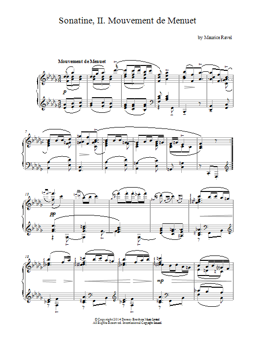 Download Maurice Ravel Sonatine, 2nd Movement Sheet Music and learn how to play Piano PDF digital score in minutes