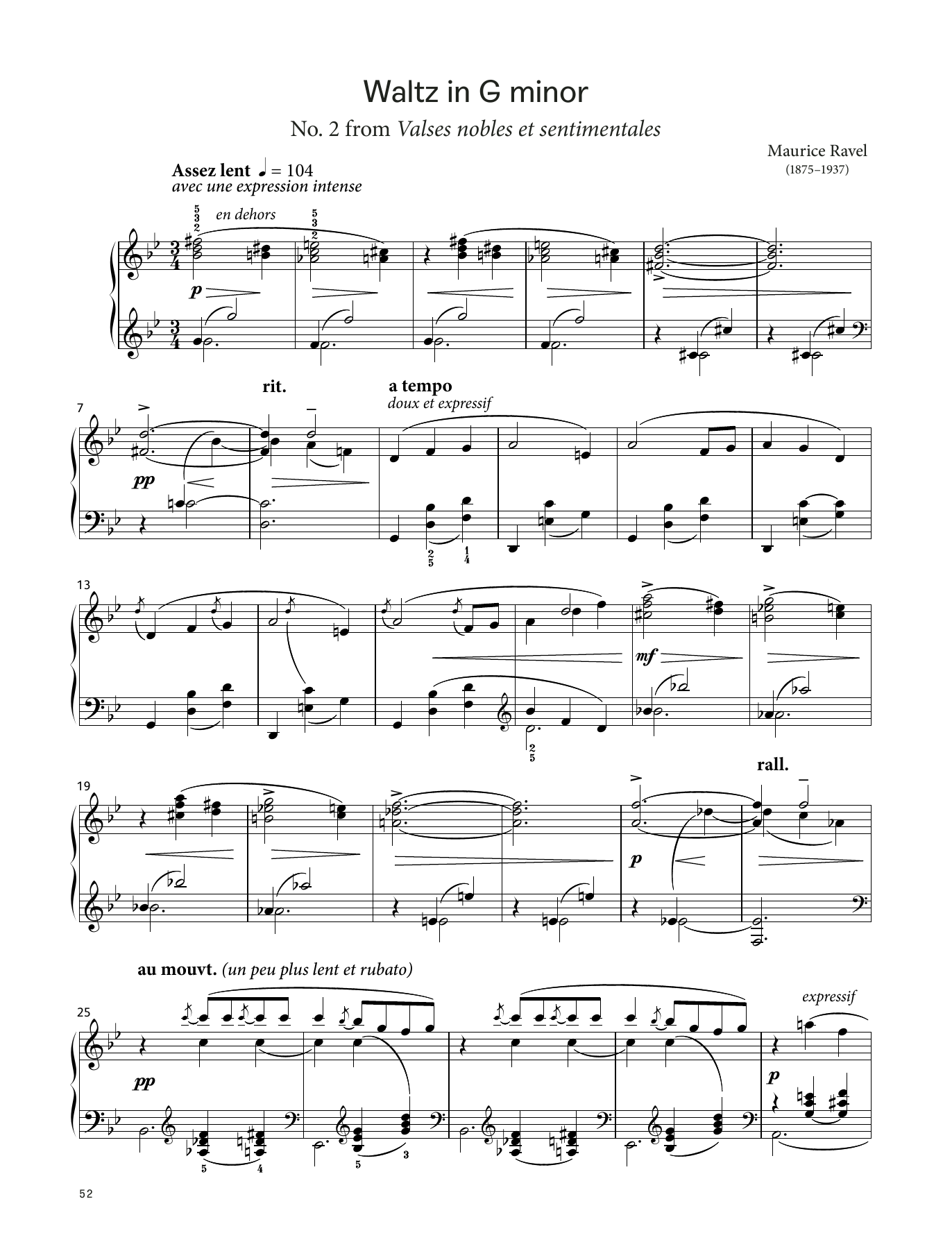 Download Maurice Ravel Waltz in G minor, No. 2 (LCME Piano 2018 Grade 7 List B) Sheet Music and learn how to play Piano Solo PDF digital score in minutes