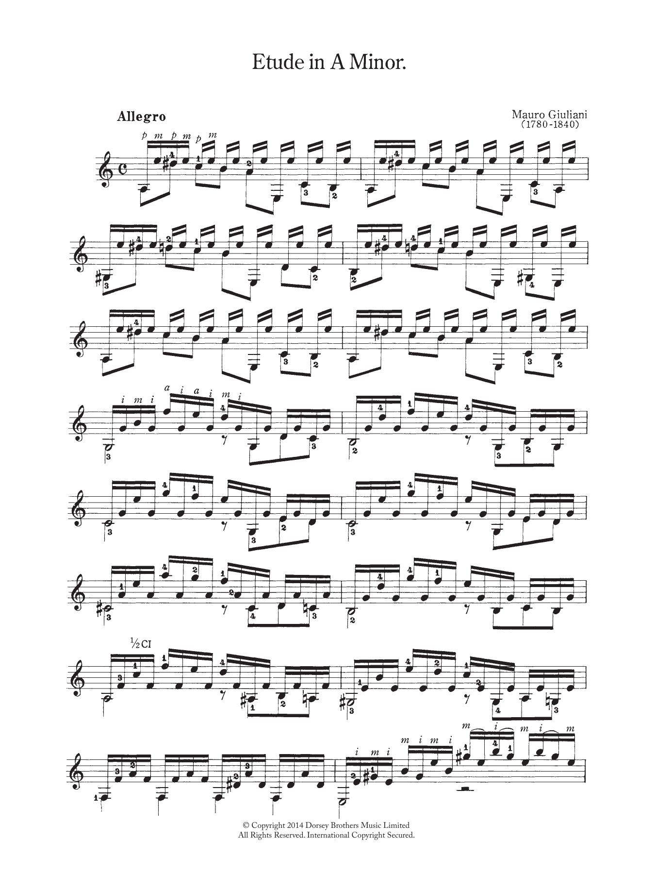 Download Mauro Giuliani Etude In A Minor Sheet Music and learn how to play Guitar PDF digital score in minutes