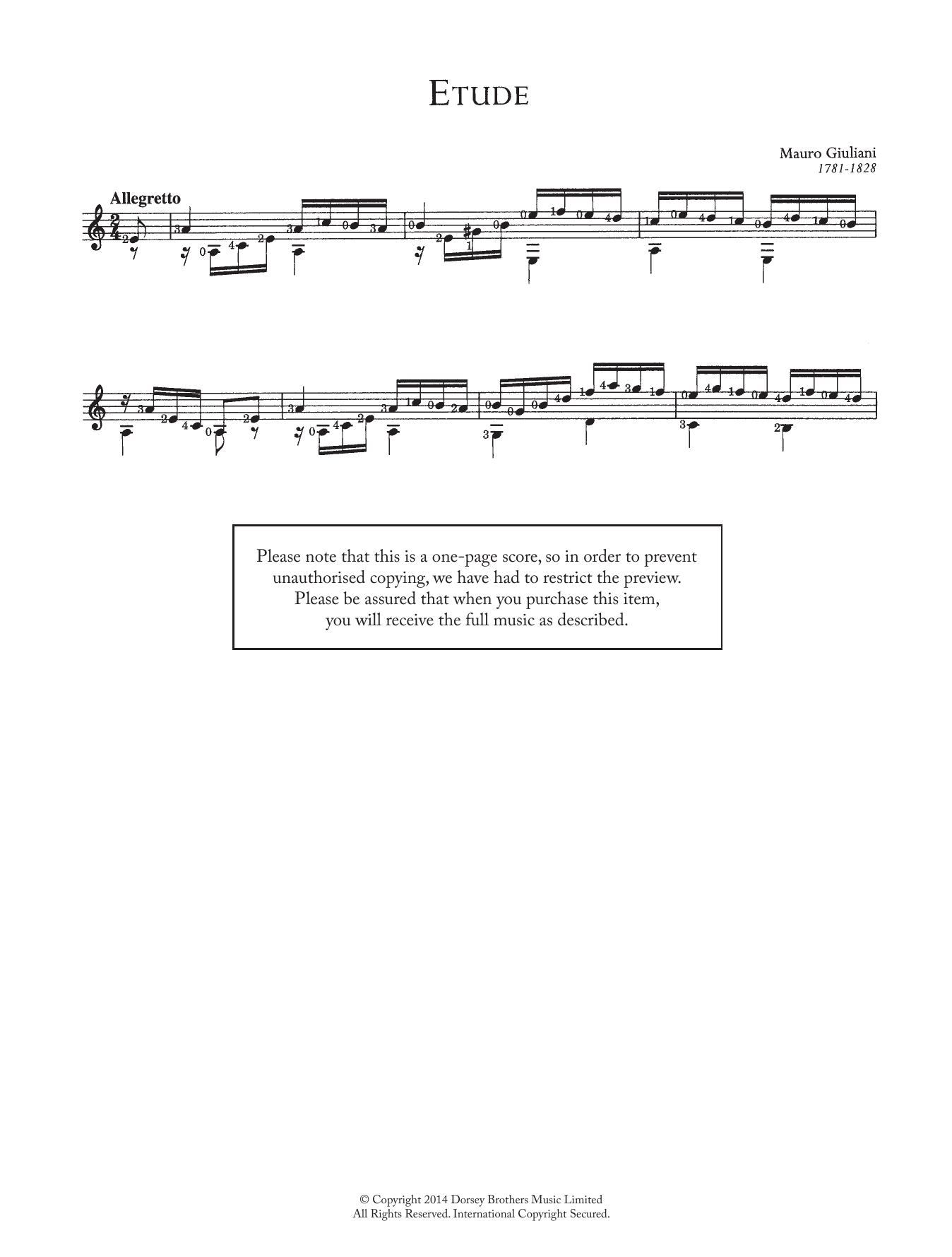 Download Mauro Giuliani Etude Sheet Music and learn how to play Guitar PDF digital score in minutes