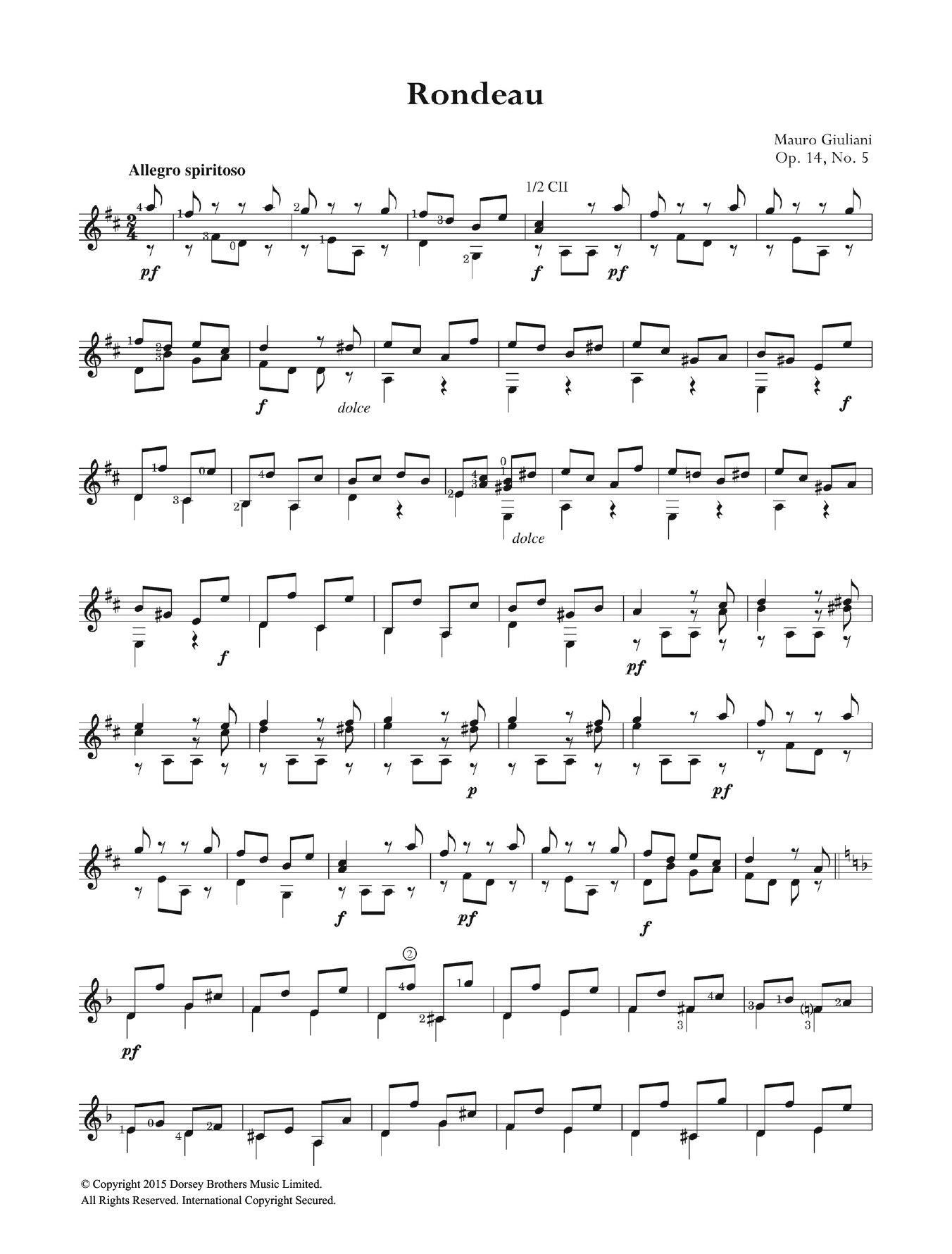 Download Mauro Giuliani Rondeau Sheet Music and learn how to play Guitar PDF digital score in minutes